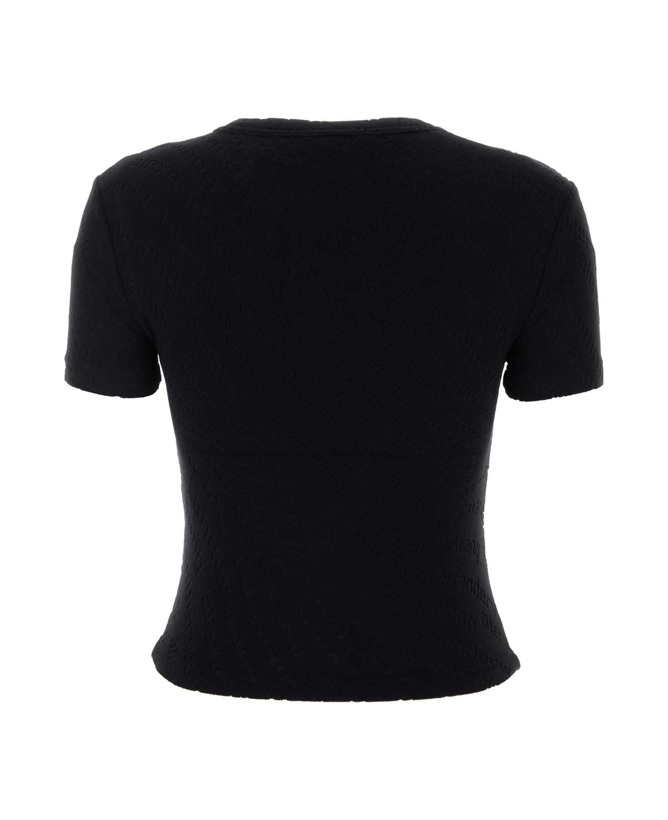 T by Alexander Wang Black Terry Fabric T-shirt - Black