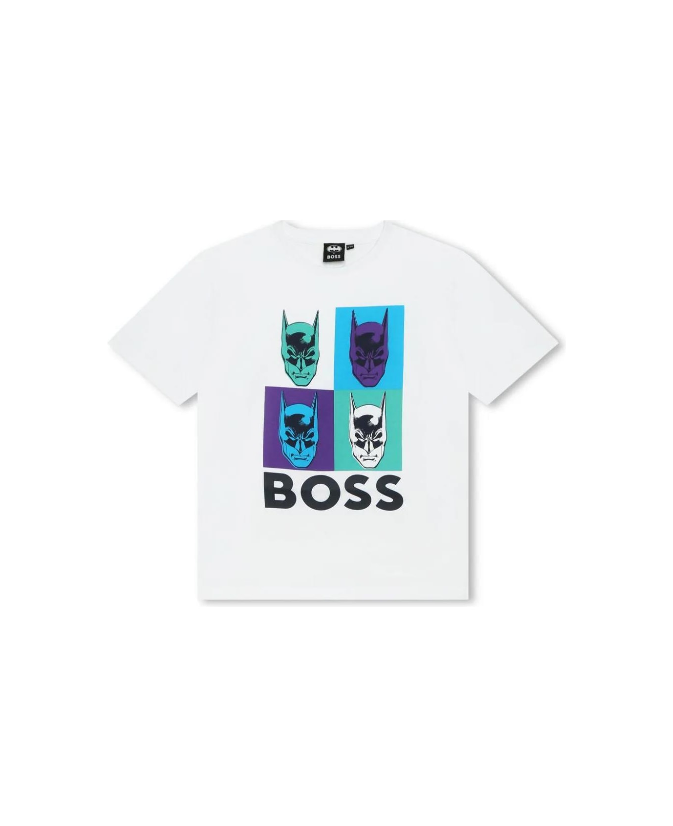 Hugo Boss X Batman T-shirt Bianca In Jersey Di Cotone Bambino - Bianco