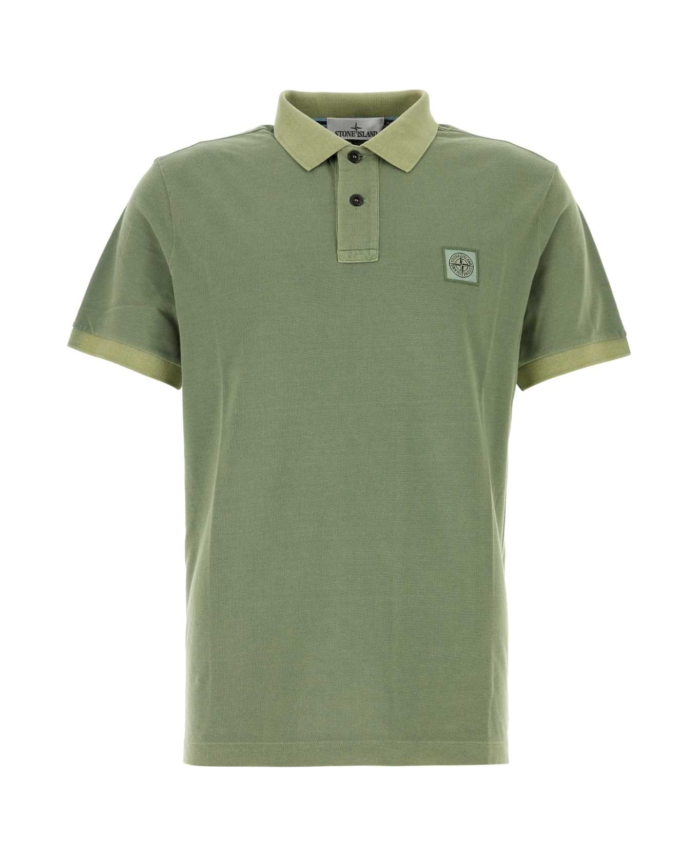 Stone Island Sage Green Piquet Polo Shirt - MULTI