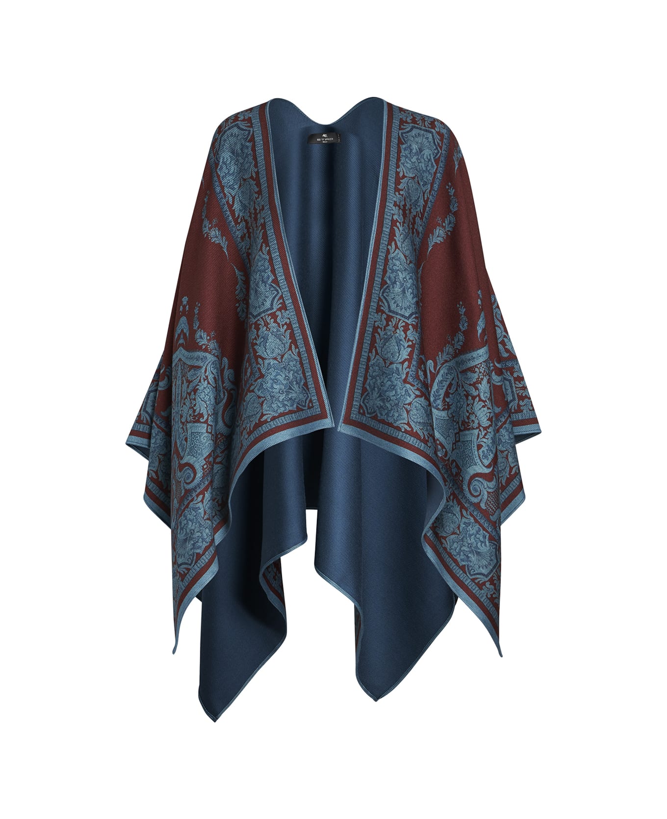 Etro Burgundy Wool Cape With Print - Brown