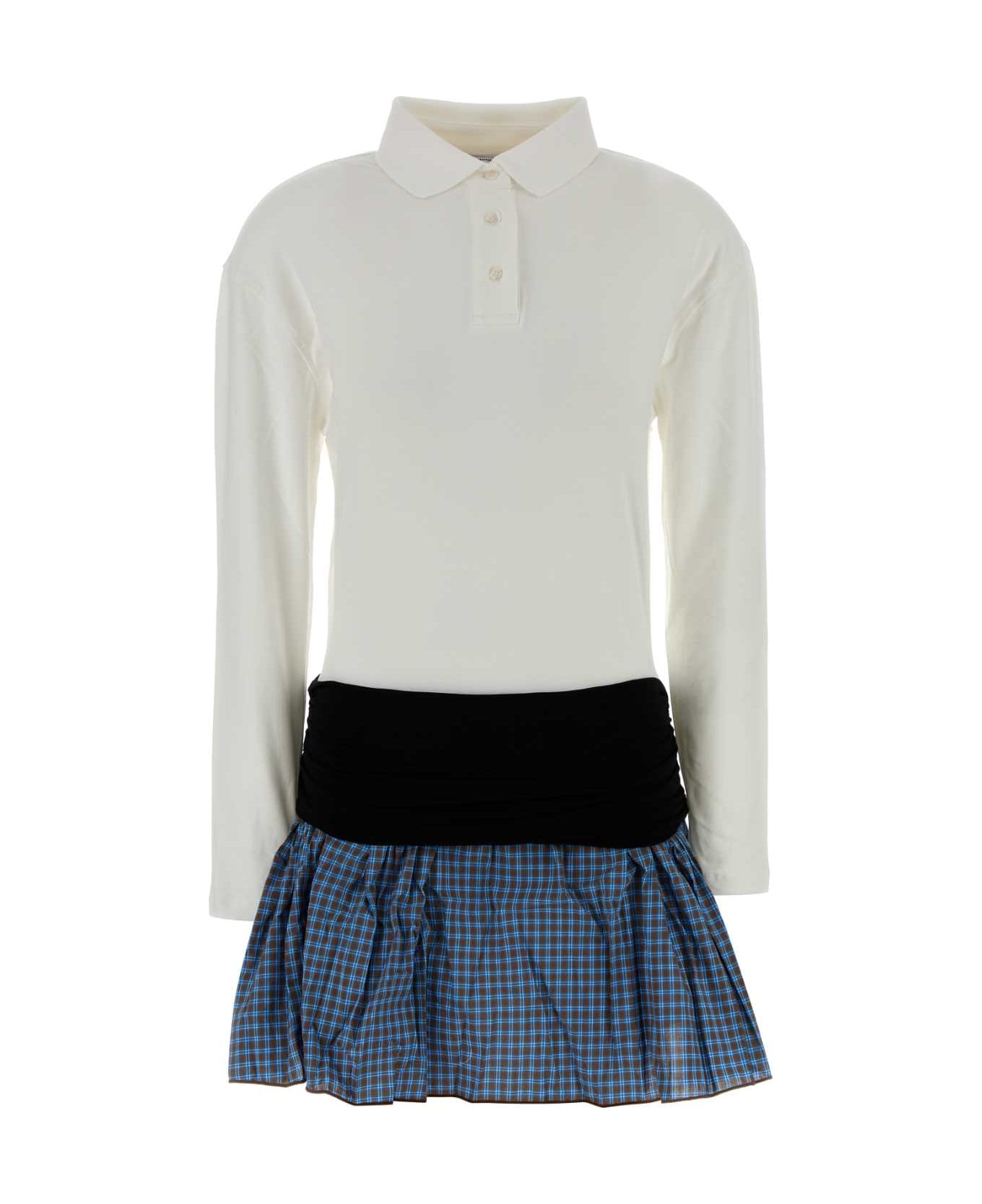 Gimaguas Multicolor Stretch Cotton Chico Mini Polo Dress - WHITE