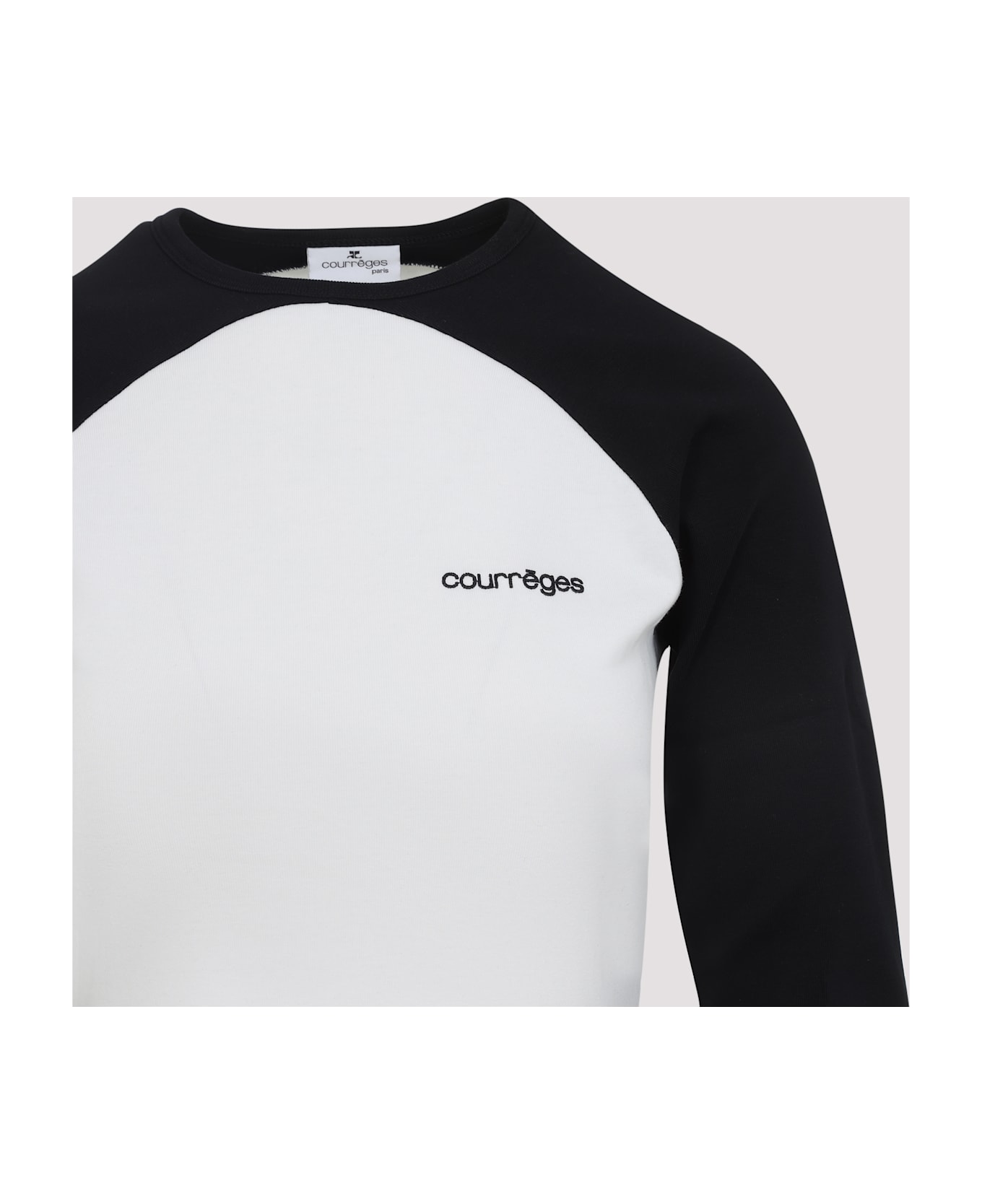 Courrèges Circle Contrast Ls T-shirt - Heritage White Black