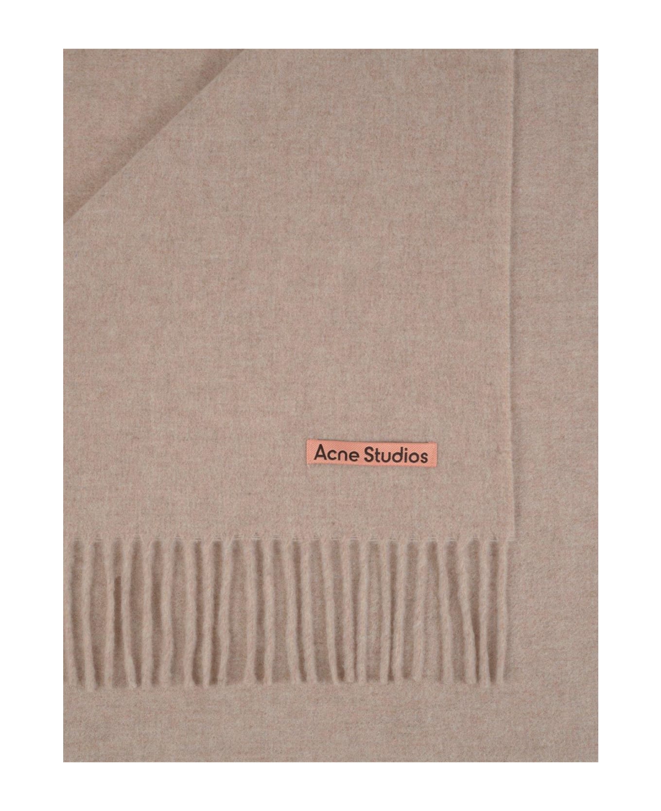 Acne Studios Logo Label Fringe Scarf - BEIGE スカーフ
