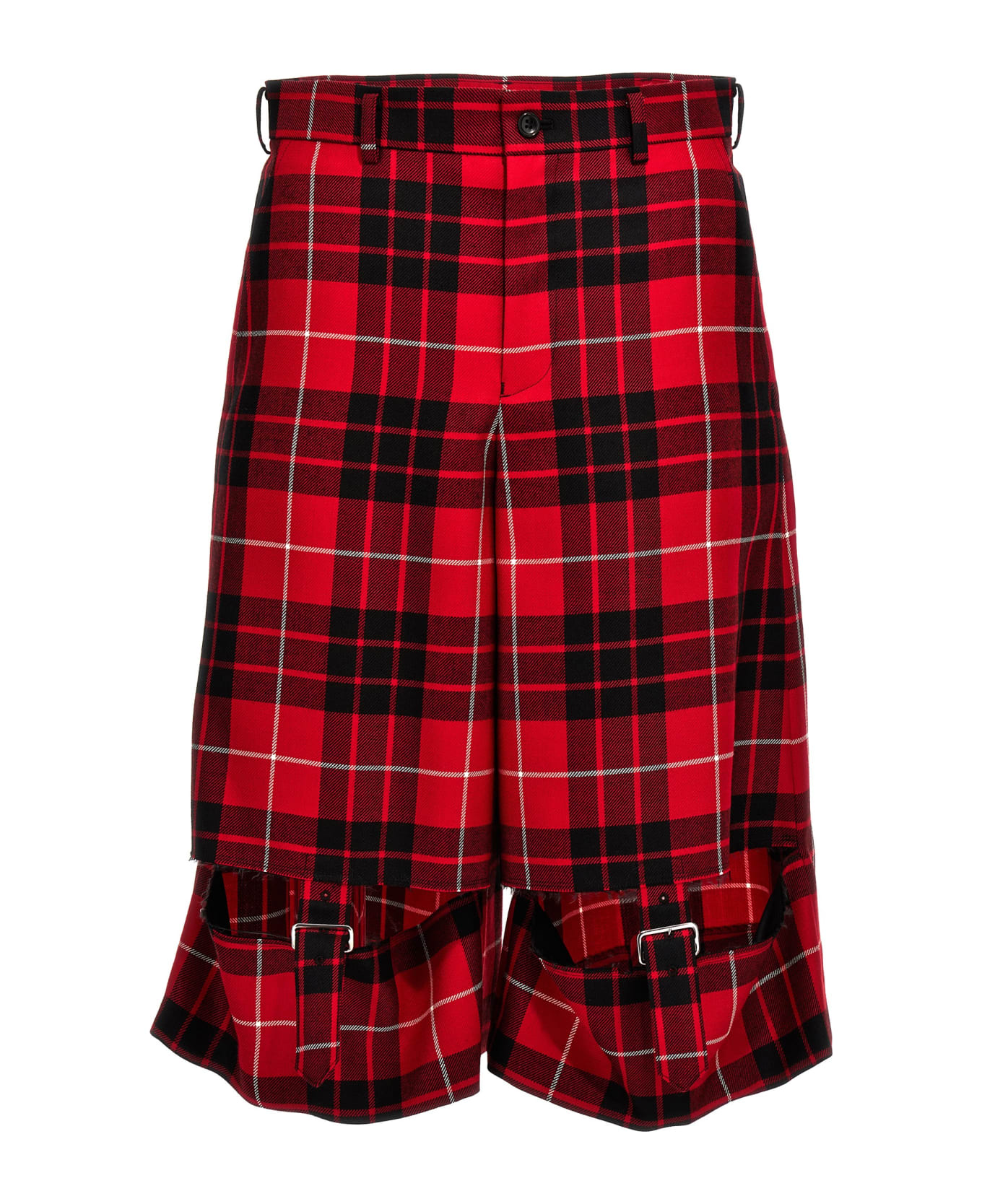 Black Comme des Garçons Check Bermuda Shorts - Red