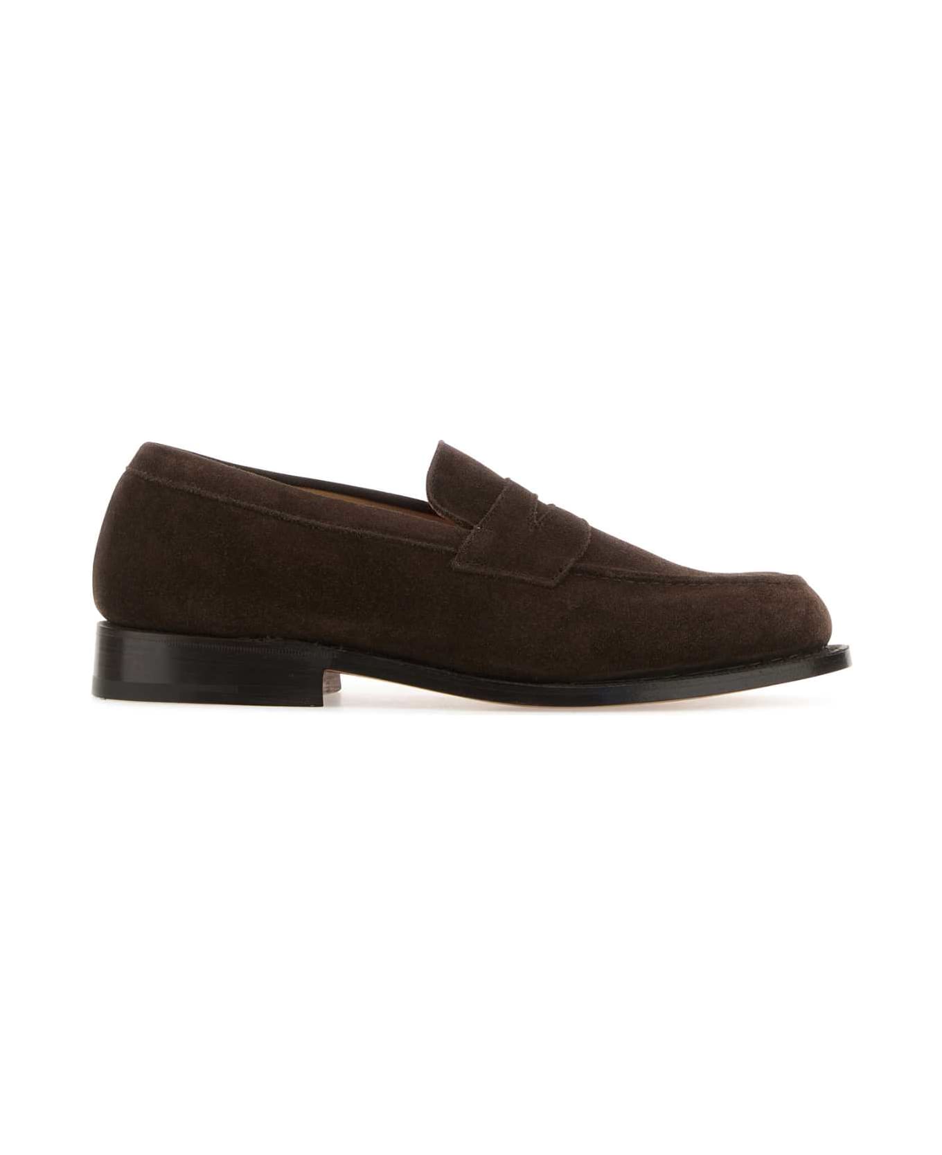 Tricker's Brown Suede Repello Loafers - CAFE