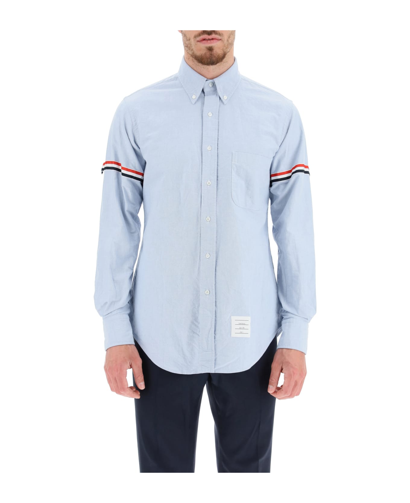 Thom Browne Shirt With Tricolor Ribbon - BLUE