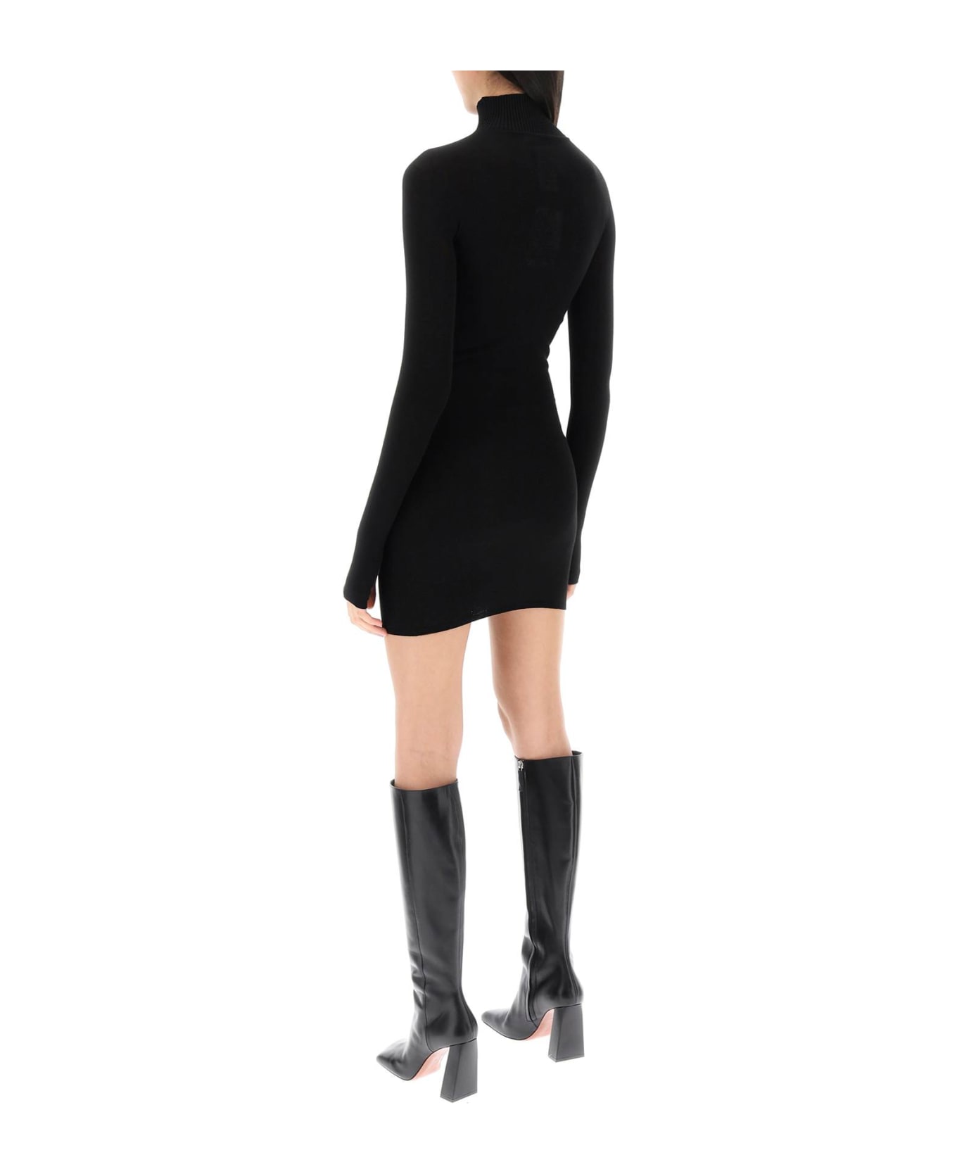 Off-White Knitted Mini Dress With Off Logo - Black/white