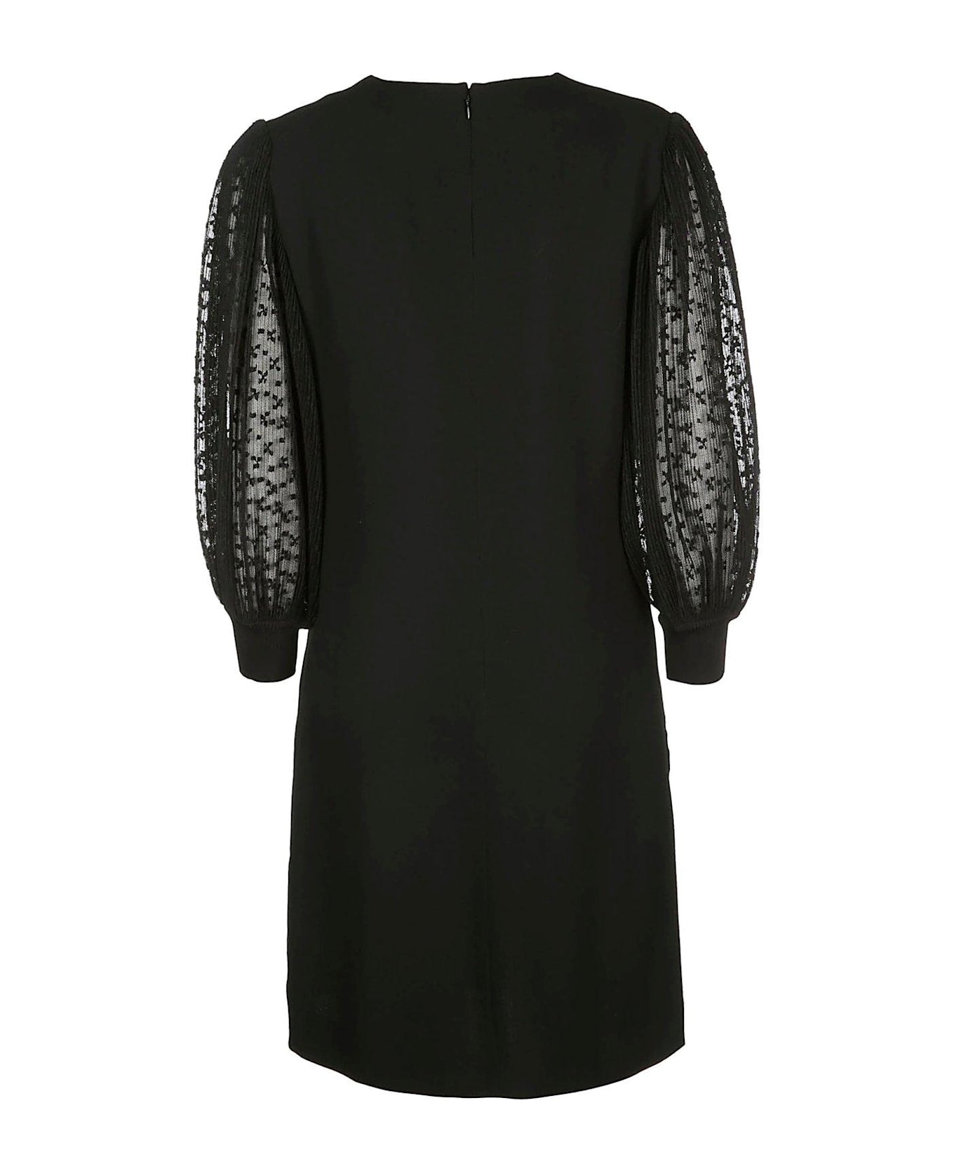 Givenchy Lace Sleeves Shift Dress - BLACK
