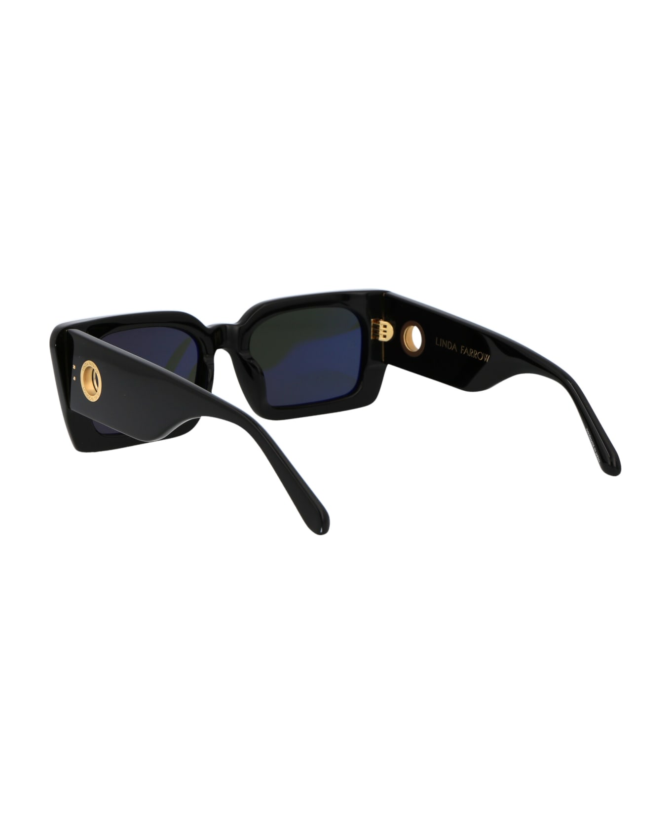Linda Farrow Nieve Sunglasses - BLACK/YELLOWGOLD/GREY サングラス