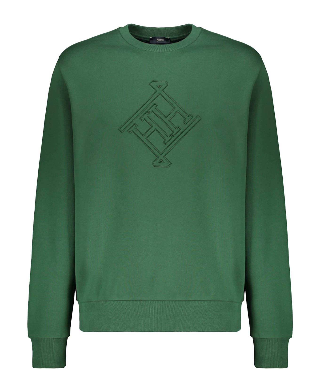 Herno Green Cotton Sweatshirt With Original Design - green