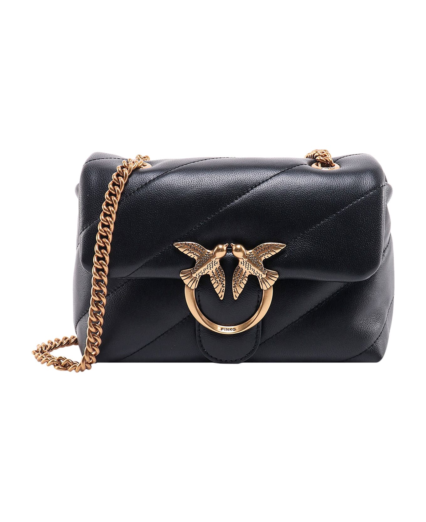 Pinko Love Puff Mini Matelassé Leather Shoulder Bag - Black ショルダーバッグ