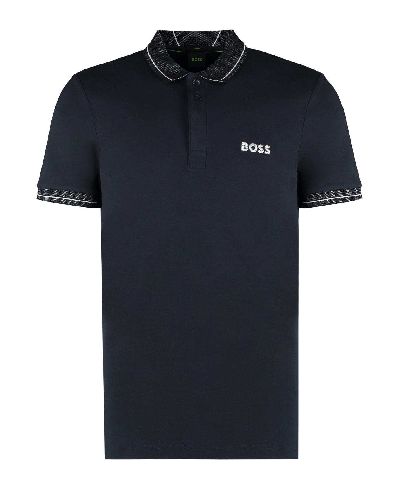 Hugo Boss Logo Print Cotton Polo Shirt - blue