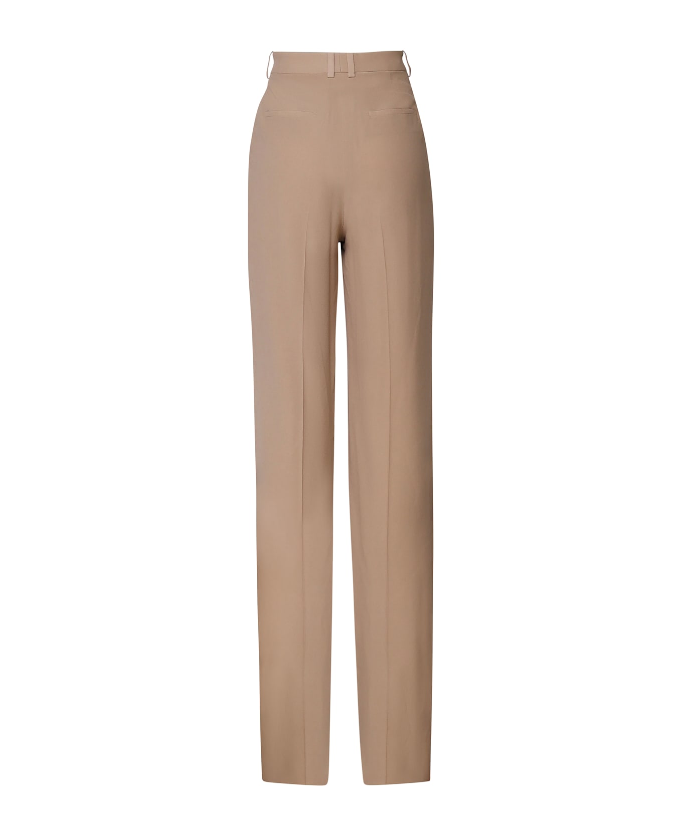 Saint Laurent Crepe Silk Pants - CAPPUCCINO