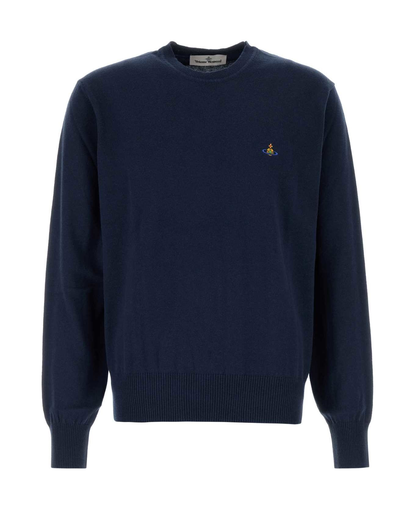 Tシャツ・カットソー VIVIENNE WESTWOOD Navy Blue Cotton Blend Alex Sweater Vivienne Westwood Navy Blue Cotton Blend Alex Sweater
