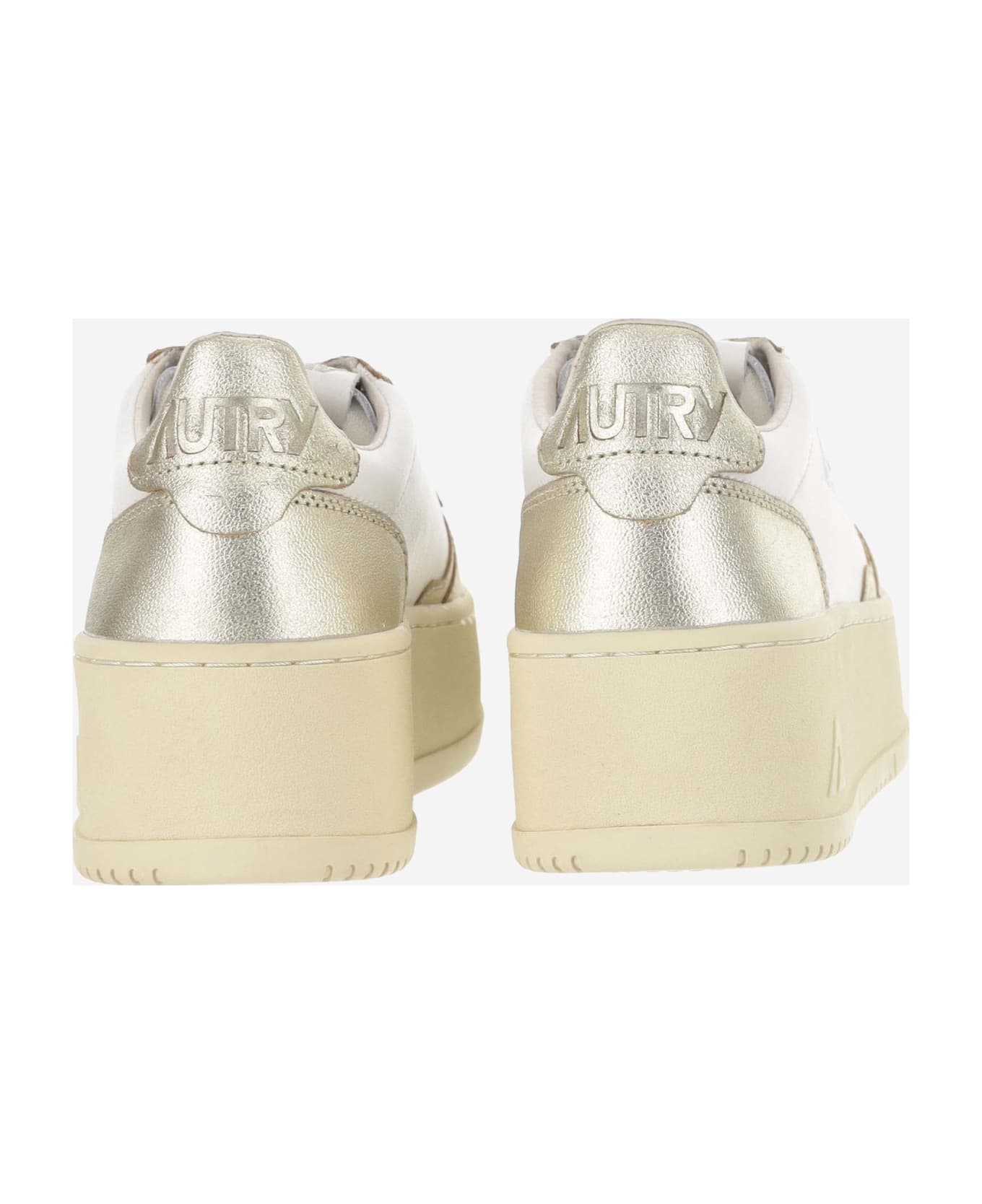 Autry Medalist Platform Leather Sneakers - Gold