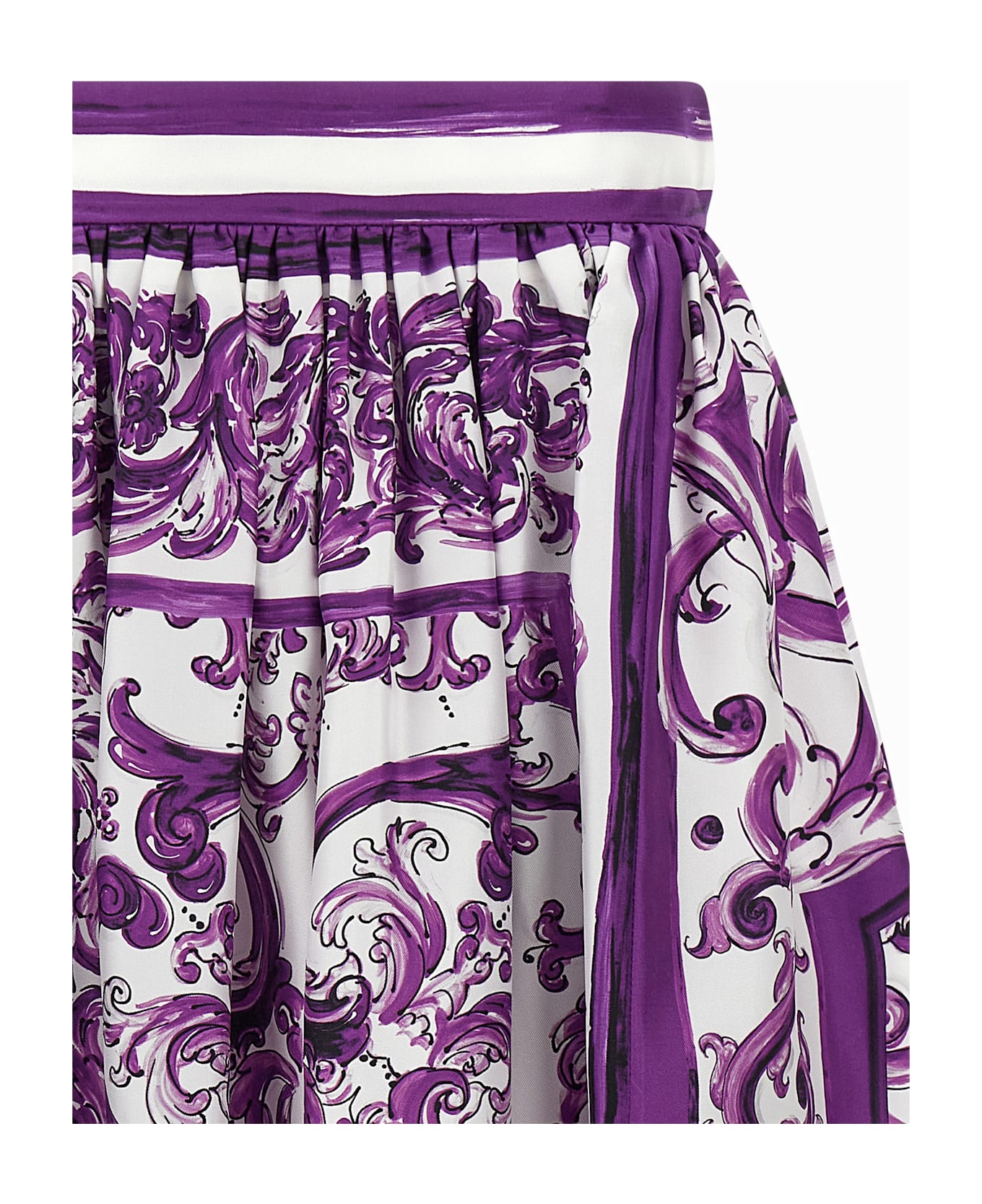 Dolce 
Gabbana 
maiolica
 Print Silk Skirt - Multicolor