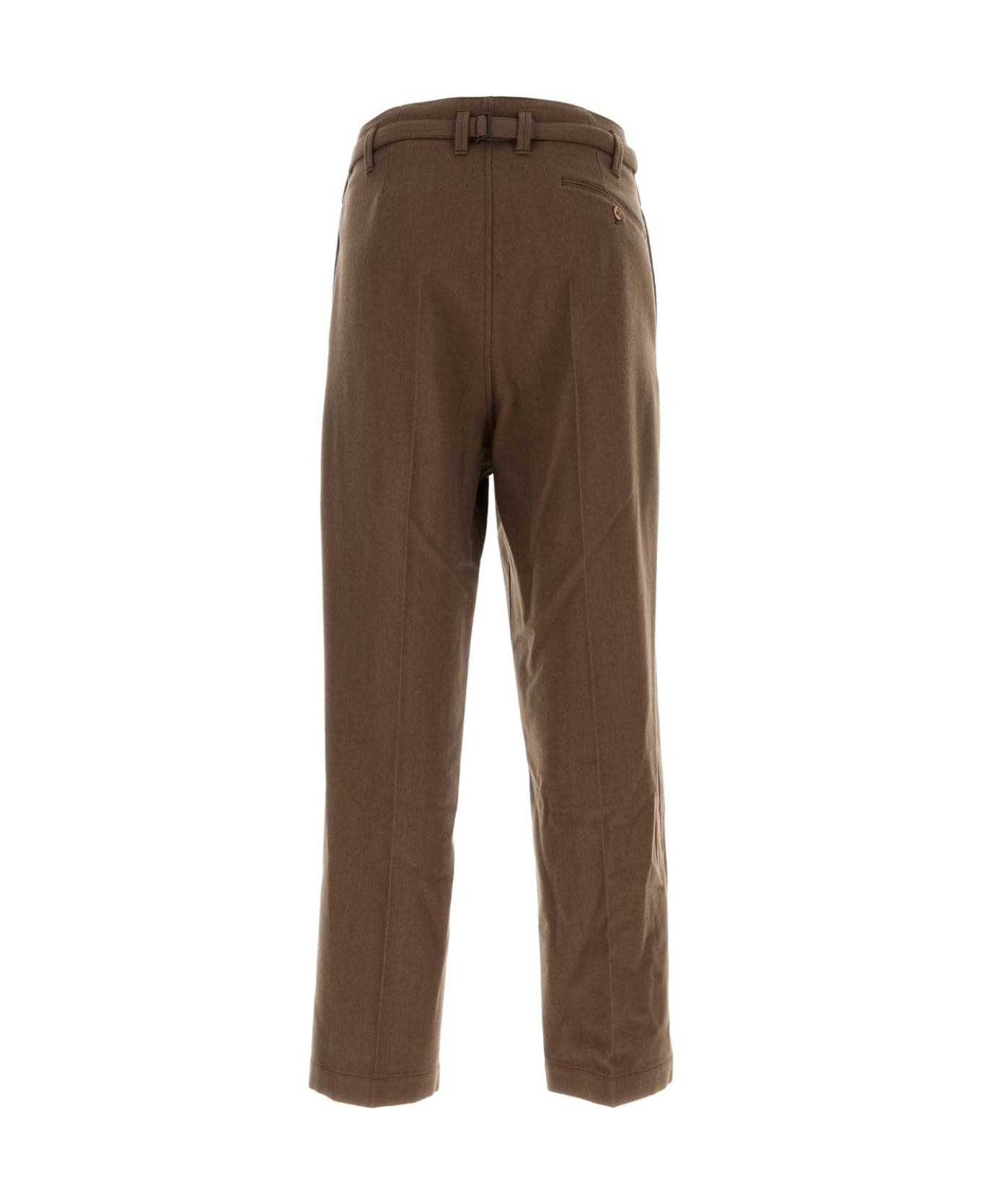 Lemaire Brown Wool Blend Pant - MUSHROOM