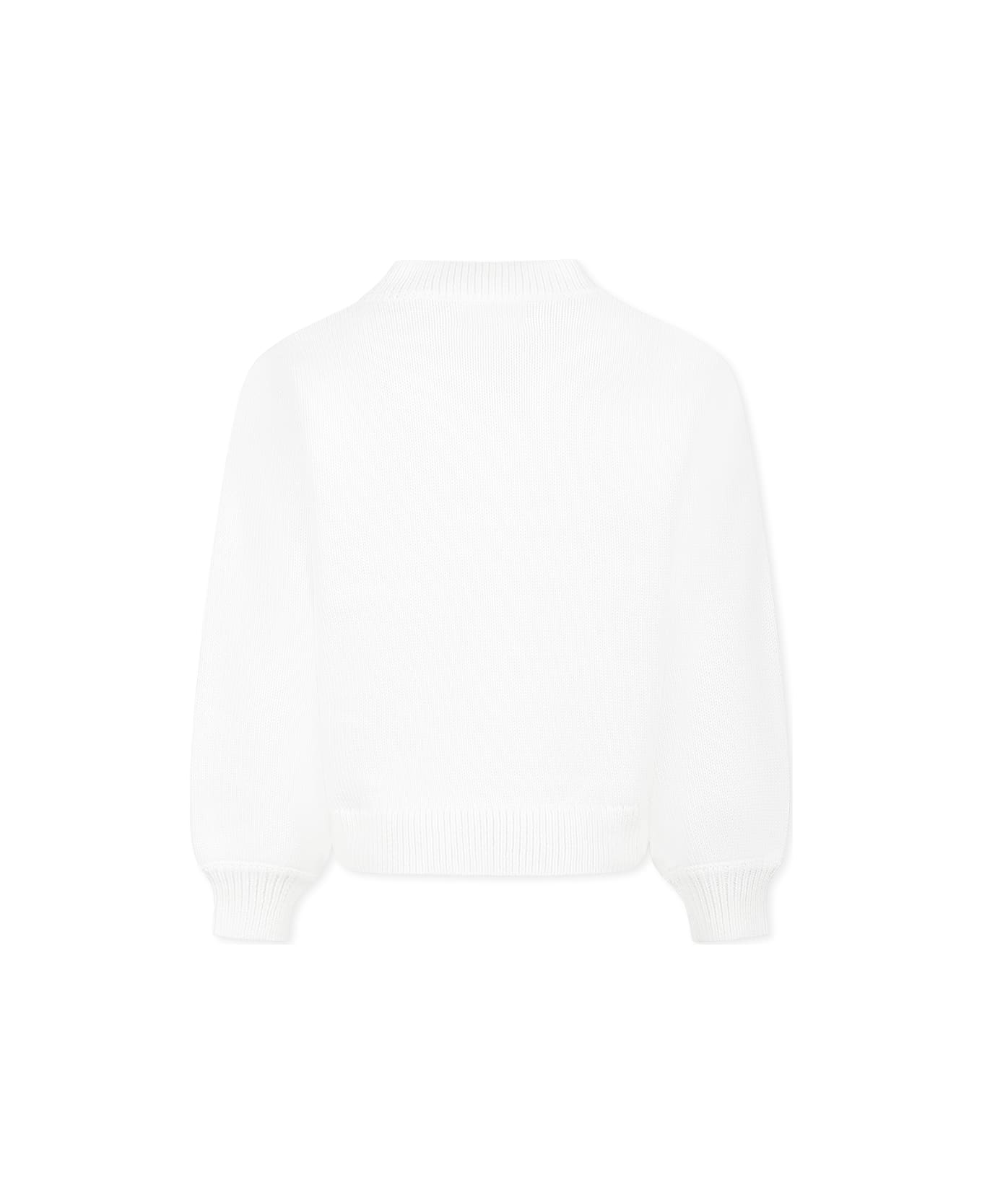 Molo White Sweater For Girl - White