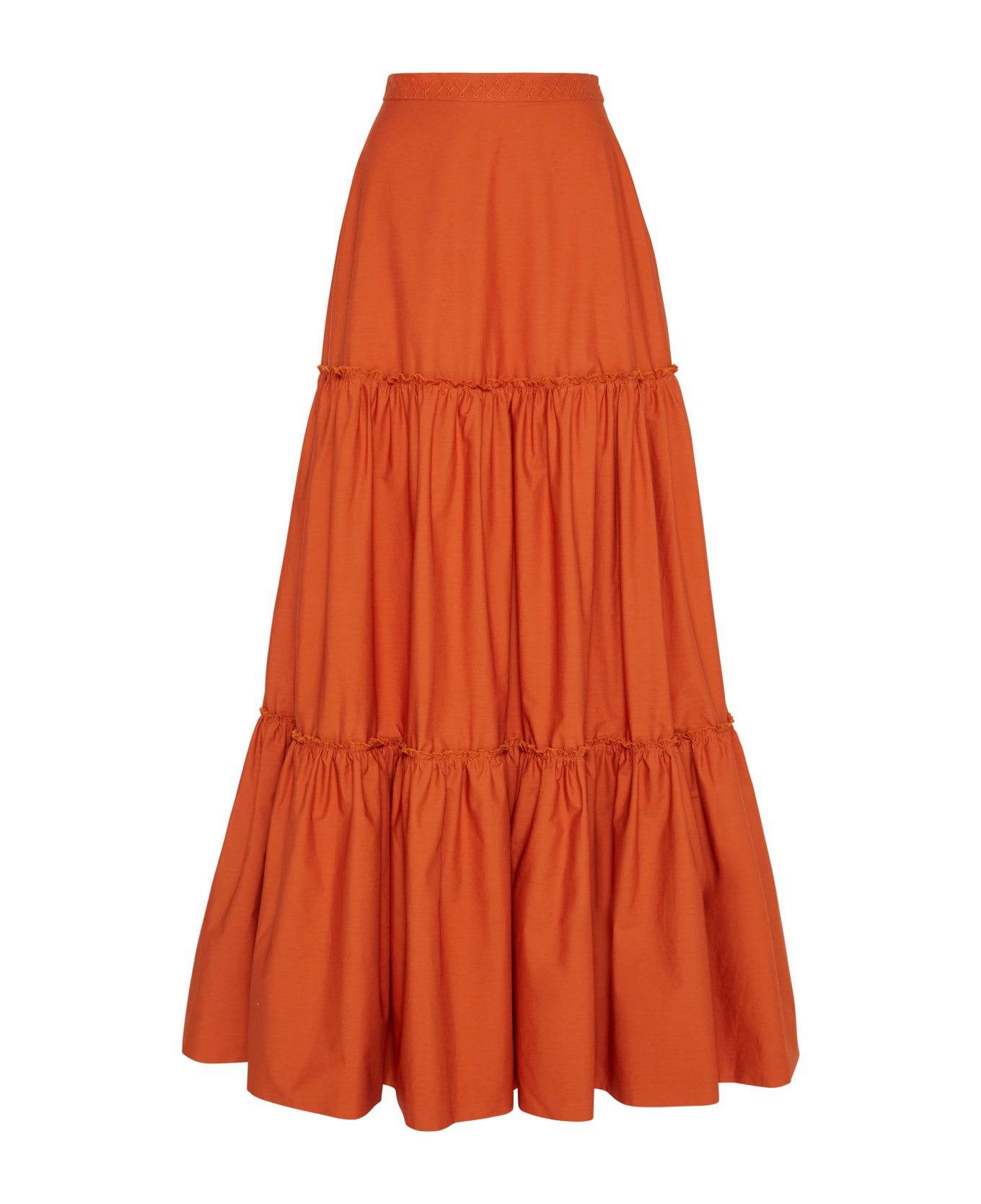 Amotea Charlotte Long Skirt In Orange Poplin - Orange