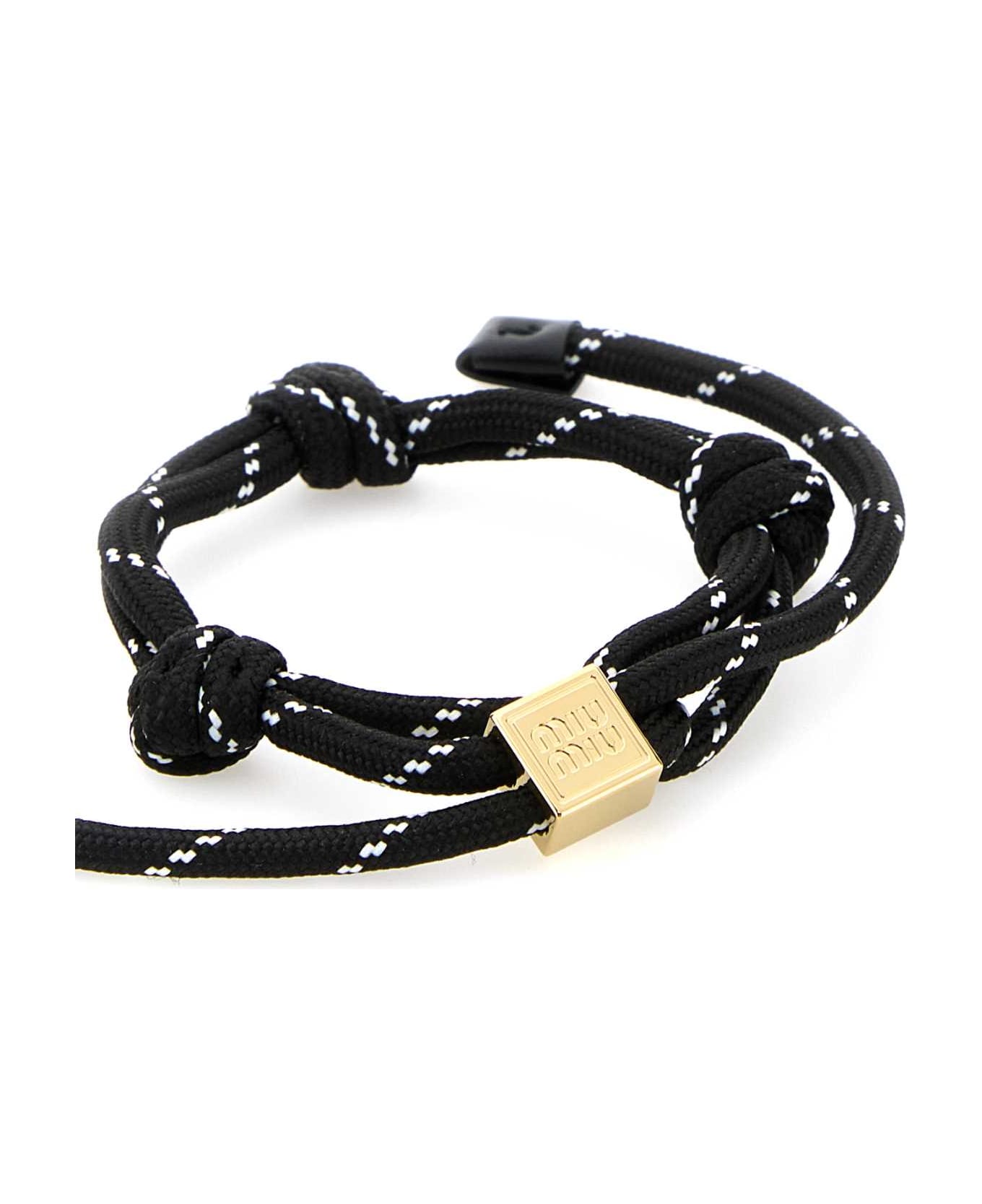 Miu Miu Black Fabric Bracelet - NERO