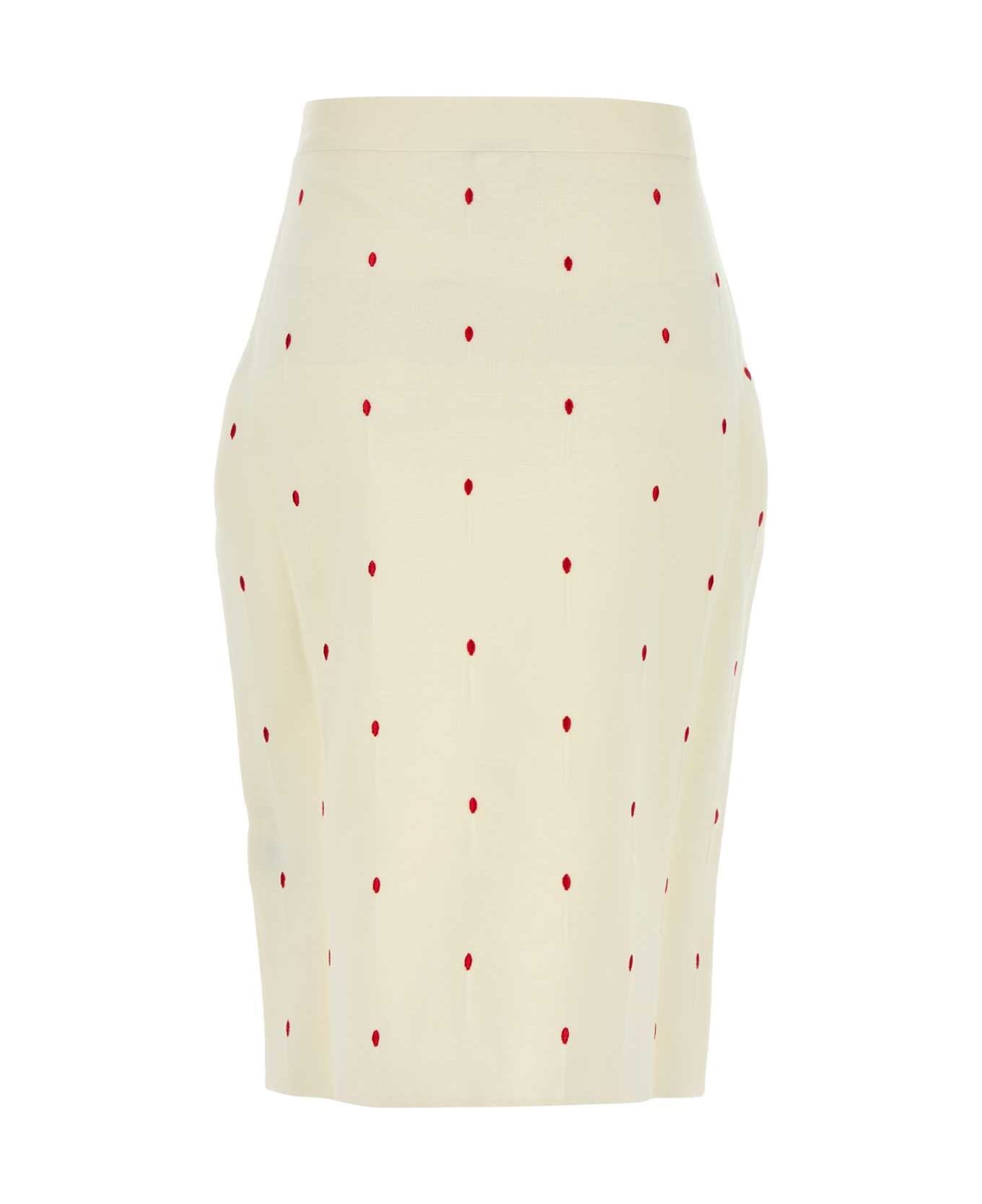Bottega Veneta Embroidered Cotton Blend Skirt - CHALKVERNIS