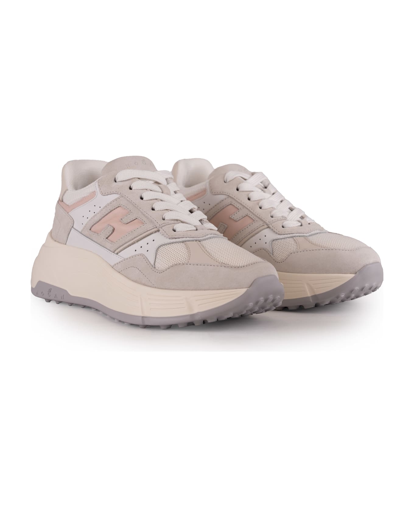 Hogan Hi-fi Sneakers In Suede And Mesh - White スニーカー