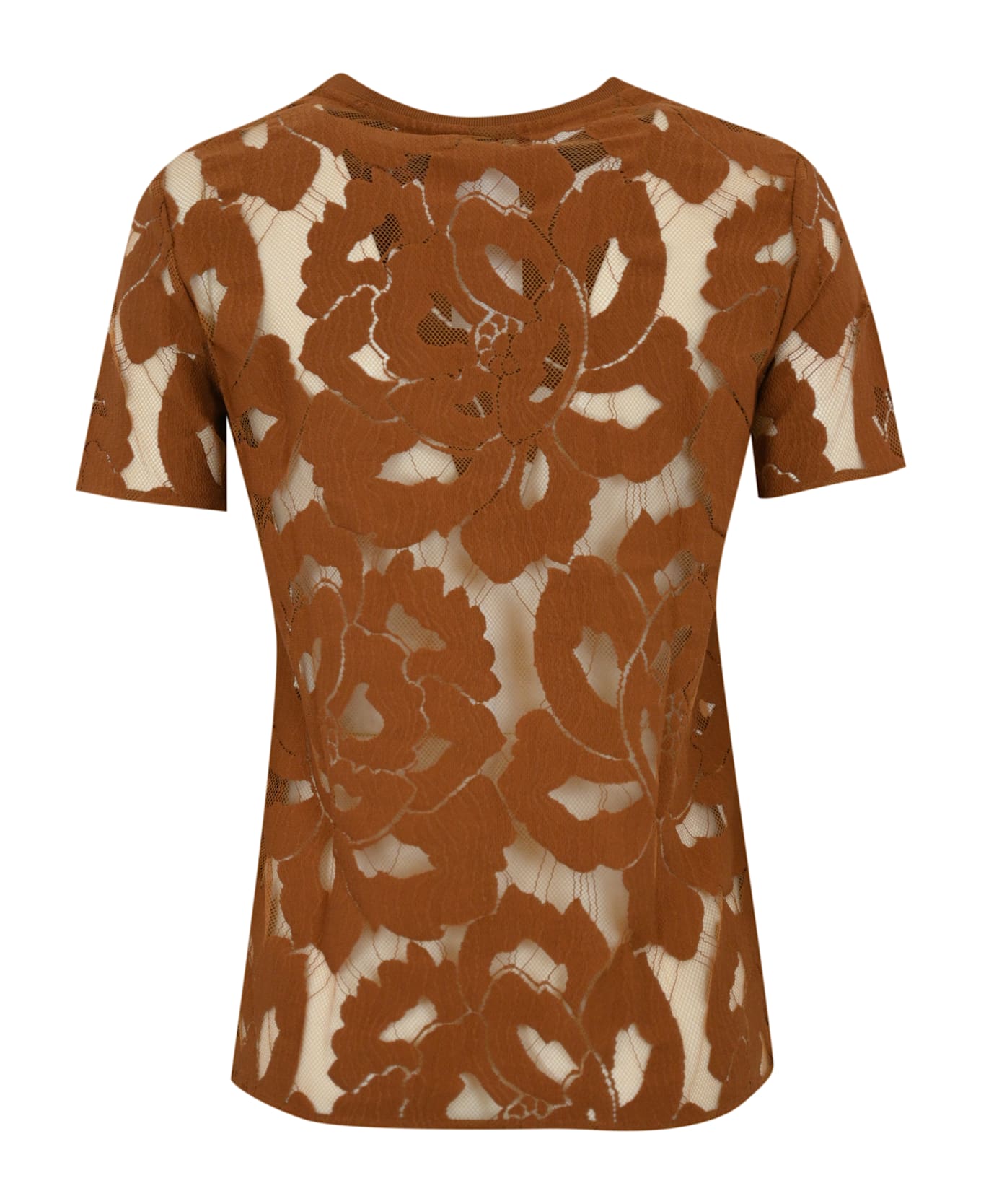 Max Mara Studio "derna" Lace T-shirt - Cuoio