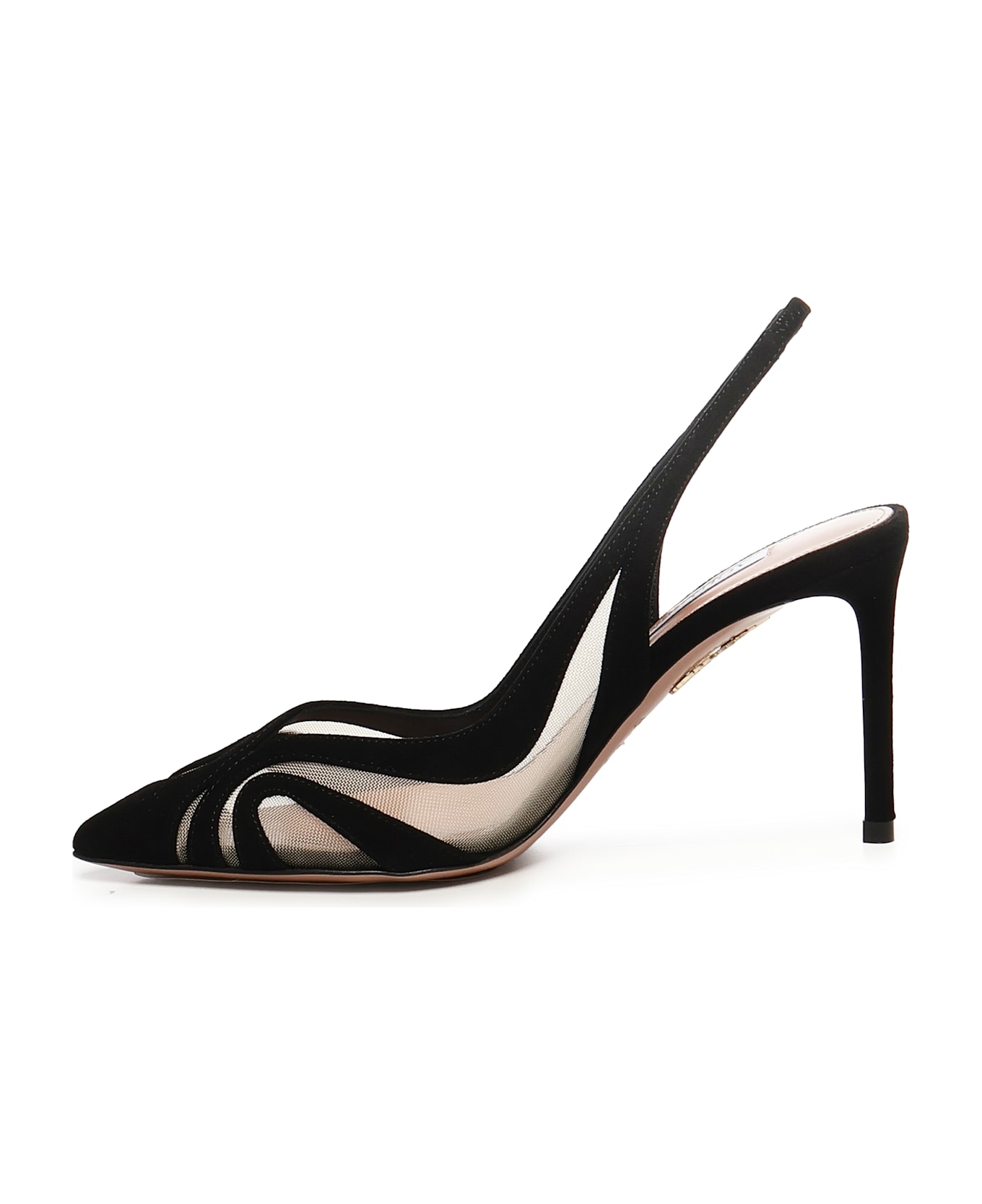 Aquazzura Lune Suede Slingbacks - Black