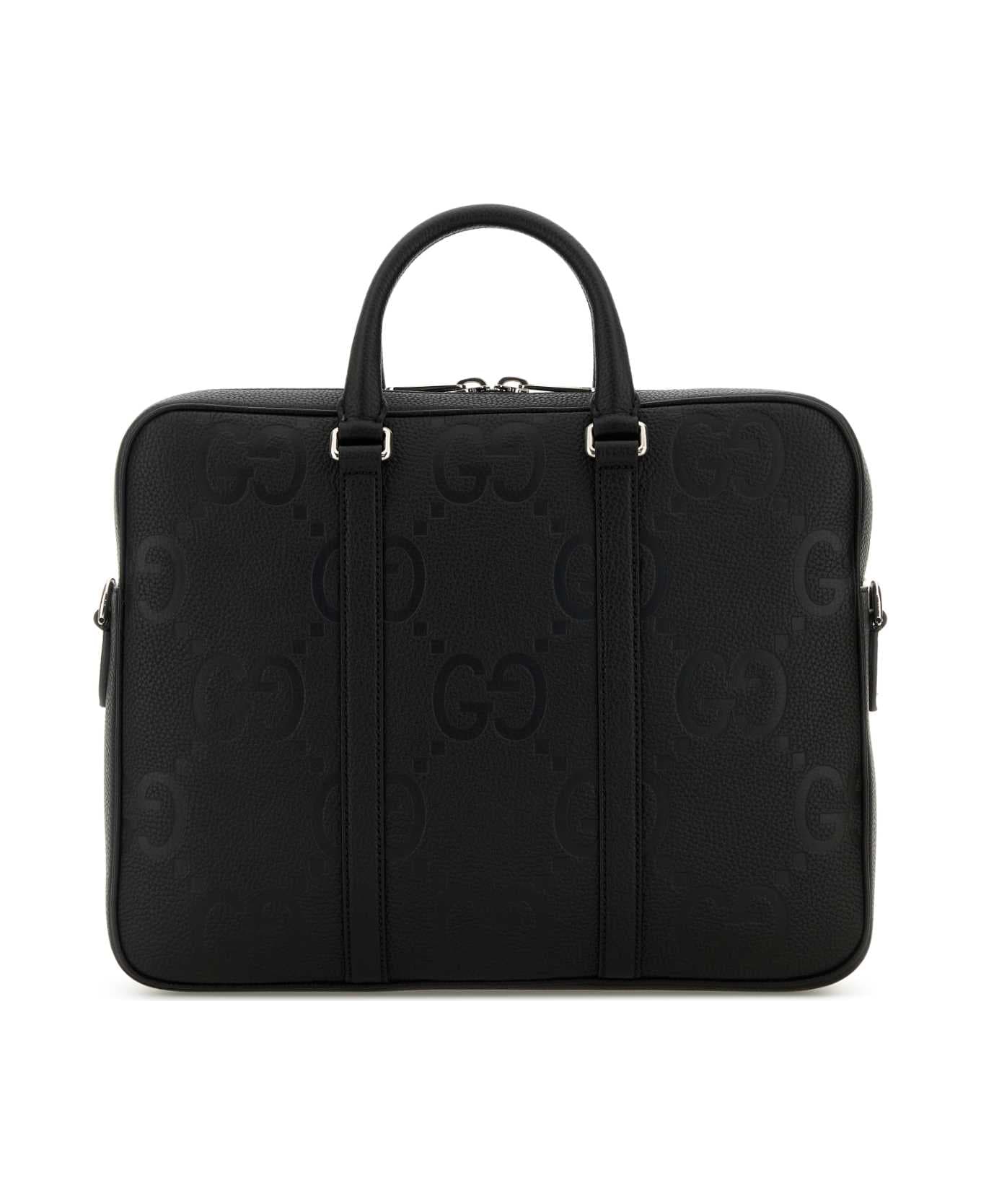 Gucci Black Leather Briefcase - Black