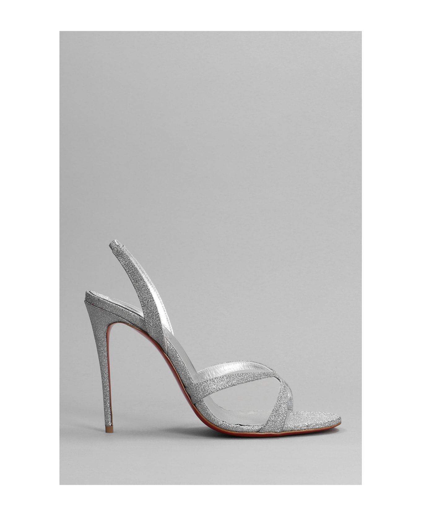Christian Louboutin Emilie 100 Sandals In Silver Suede - silver