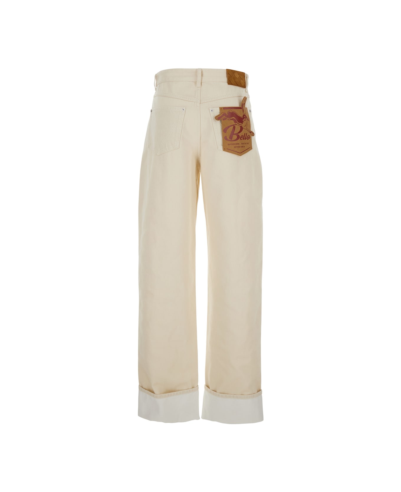 Bottega Veneta Stone Washed Printed Turned Up Denim - White