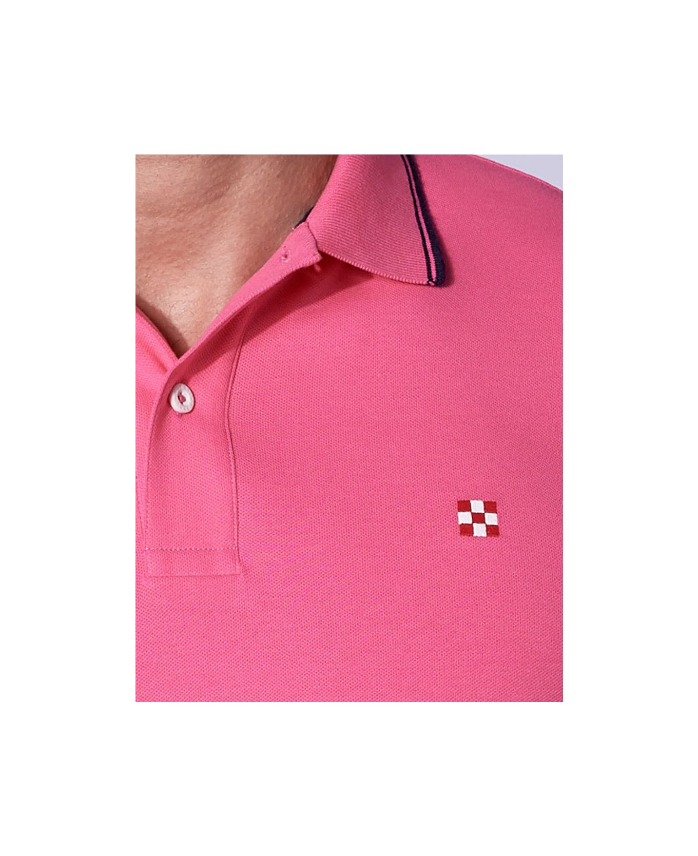 MC2 Saint Barth Pink Fluo Piquet Polo With St. Barth Check Logo - PINK