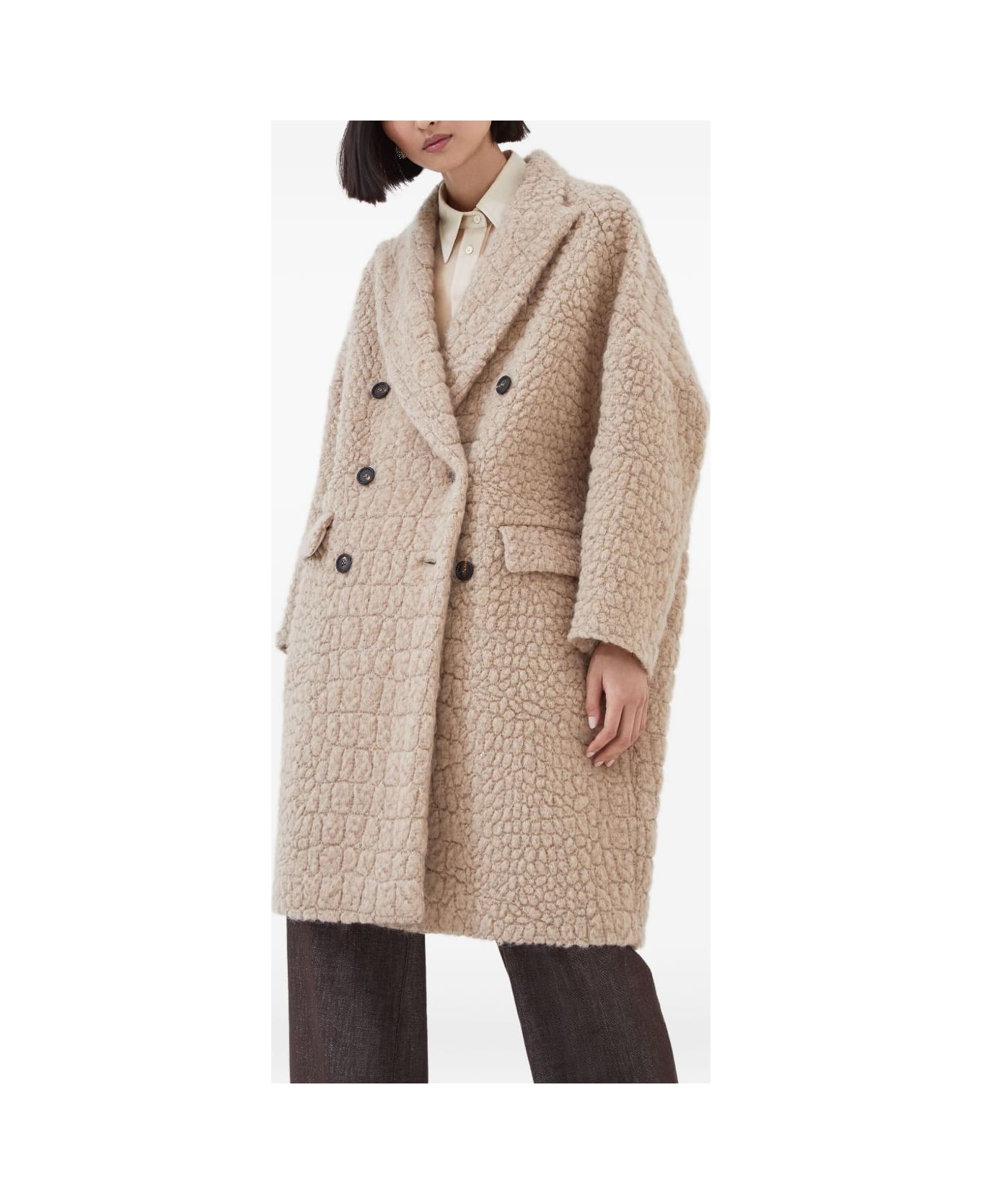 Brunello Cucinelli Wool Double-breasted Coat - Camel