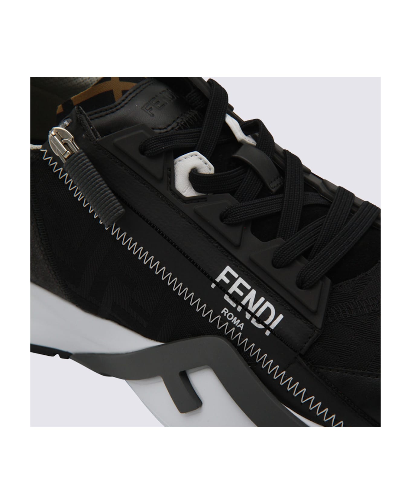 Fendi Black Leather Fendi Flow Sneakers - Black