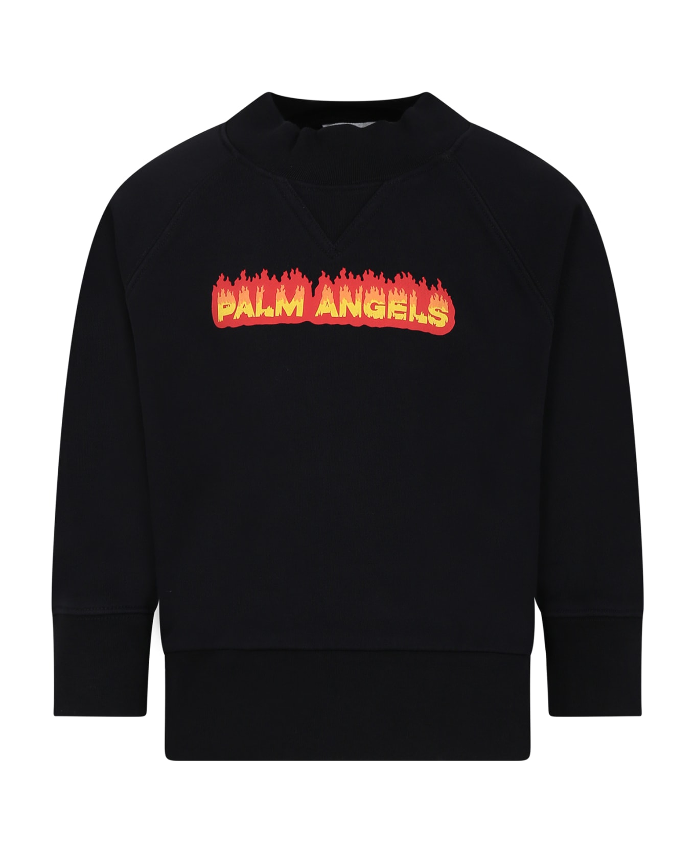 Palm Angels Black Sweatshirt For Boy With Logo And Print - Black