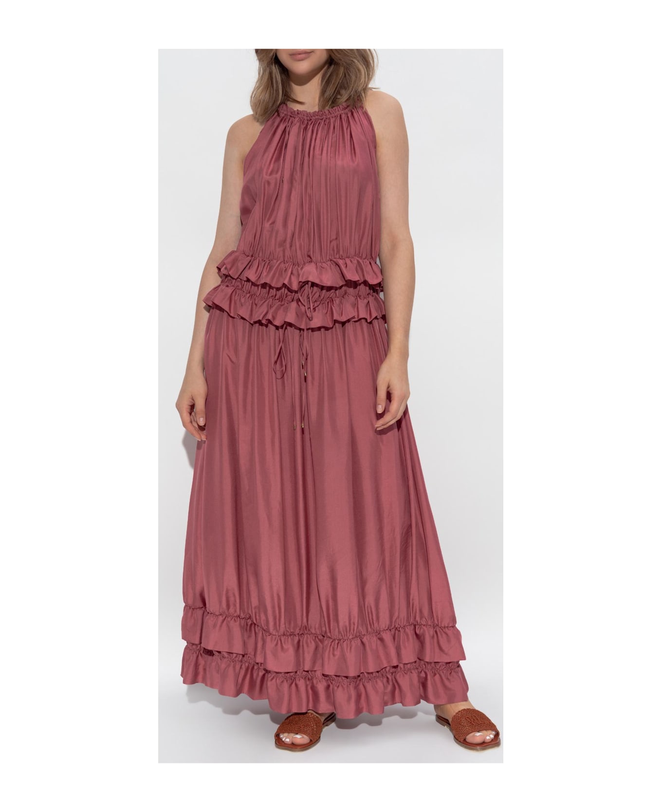 Chloé Silk Dress With Ruffles - Pink