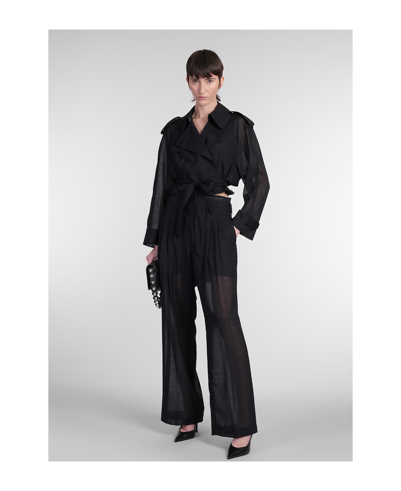 Helmut Lang Trench In Black Wool - black