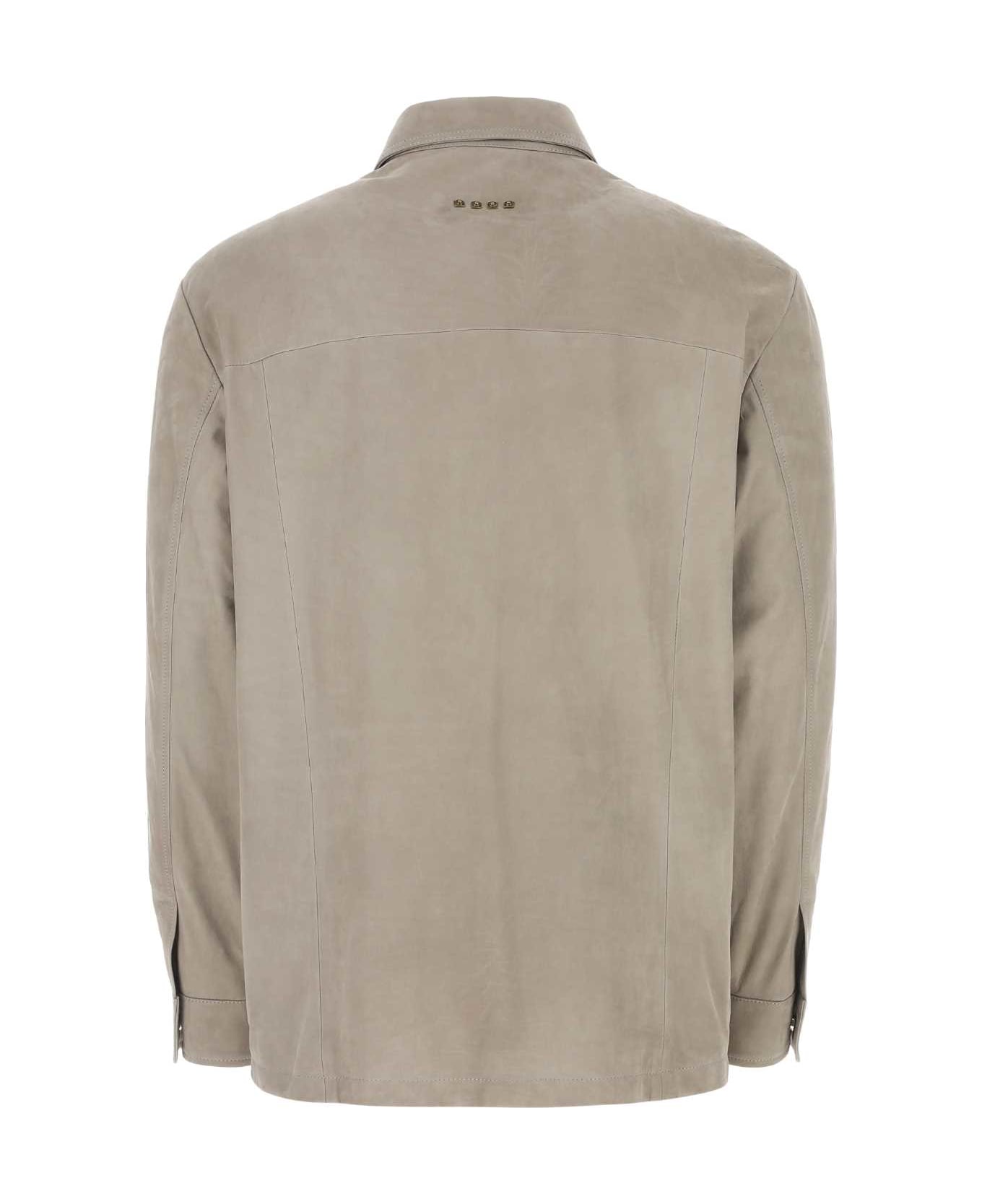 Etro Dove Grey Suede Shirt - BEIGE