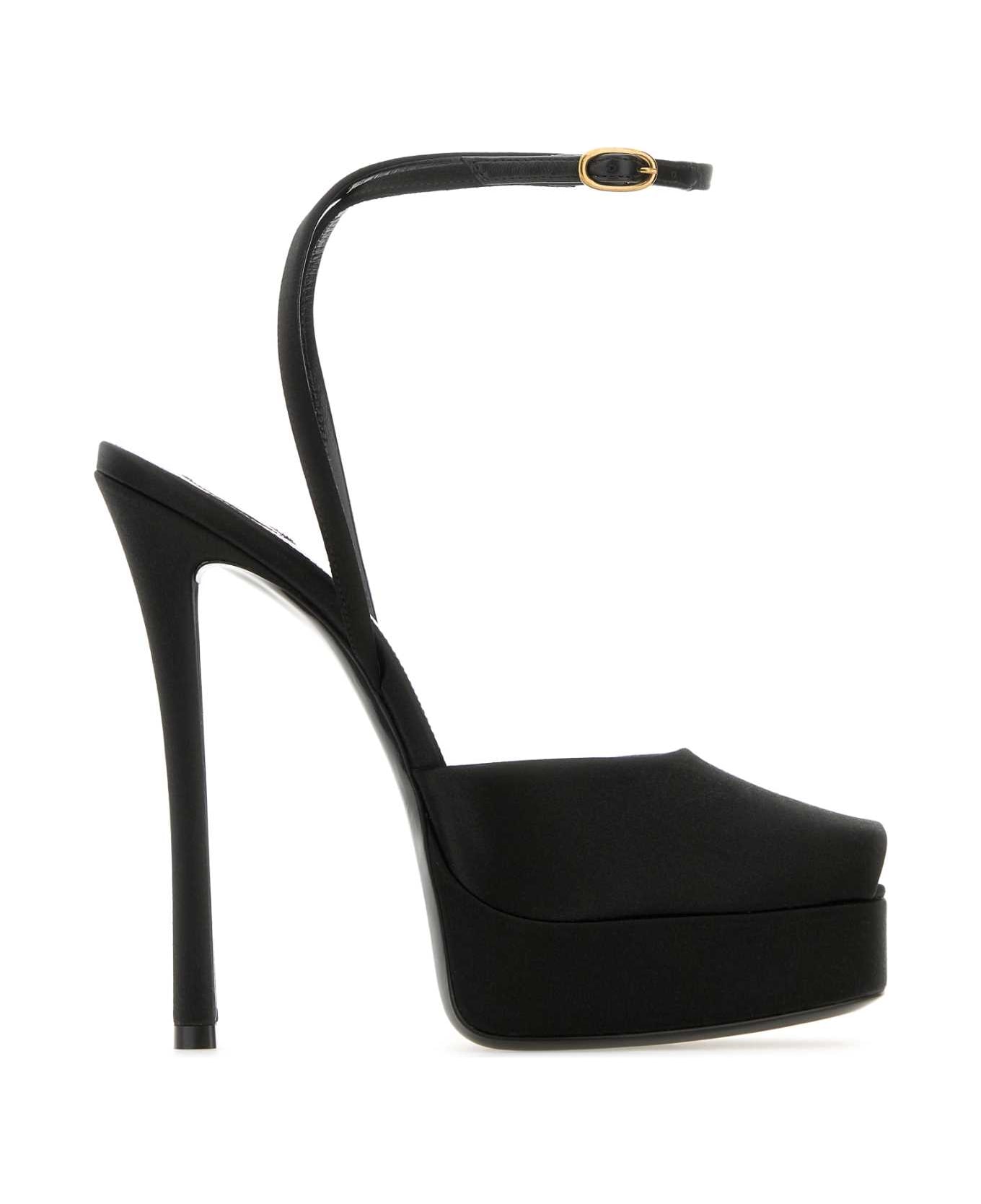 Saint Laurent Black Crepe Le Scandal Sandals - NERONERO