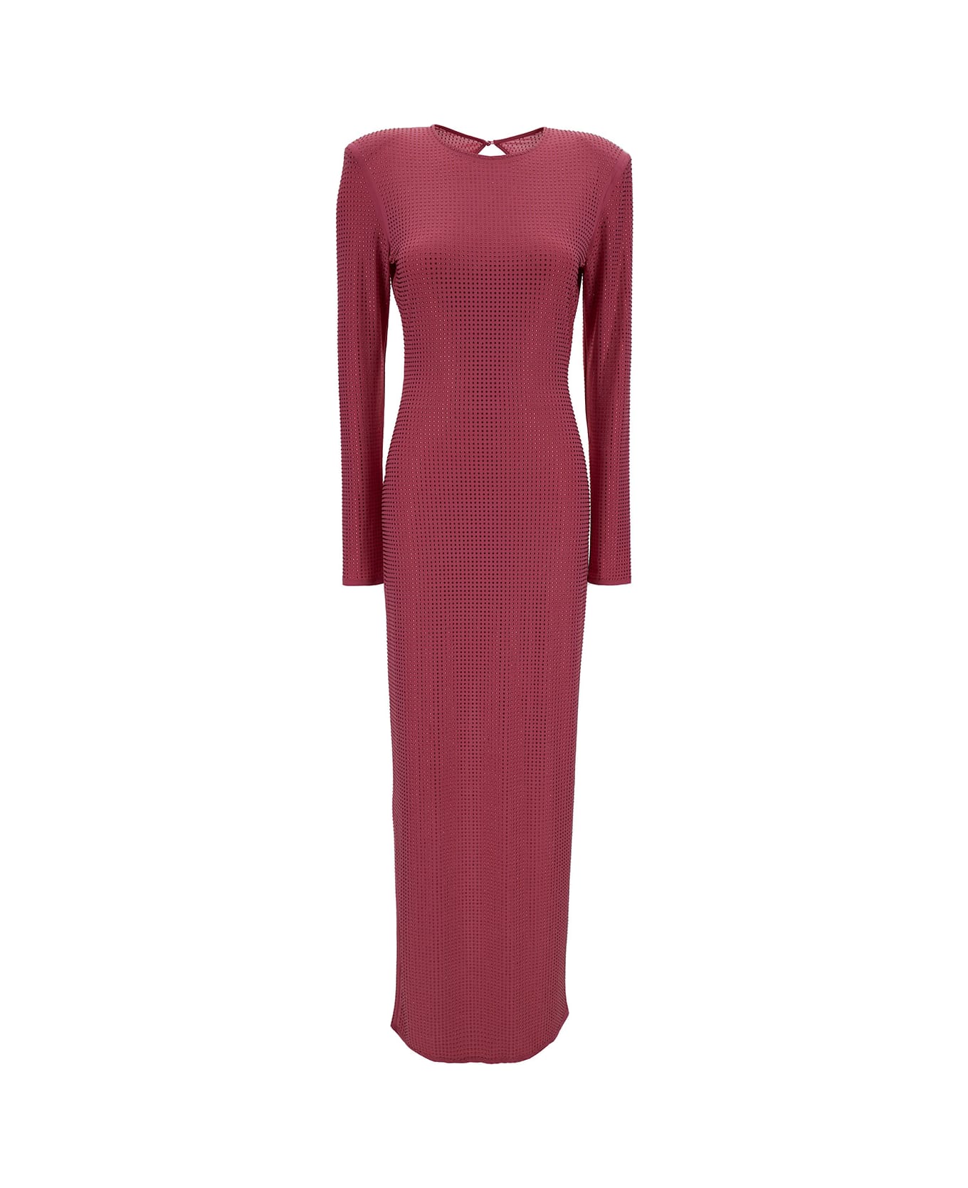 Rotate by Birger Christensen Red Maxi Dress With Rhinestone Embellishment In Stretch Fabric Woman - PINK