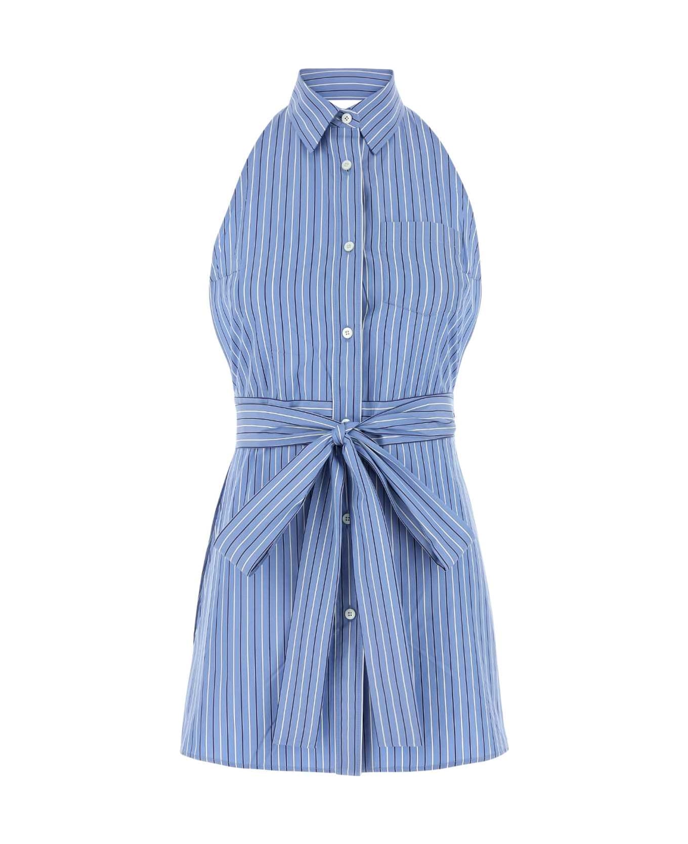 Prada Embroidered Poplin Mini Dress - PERVINCA