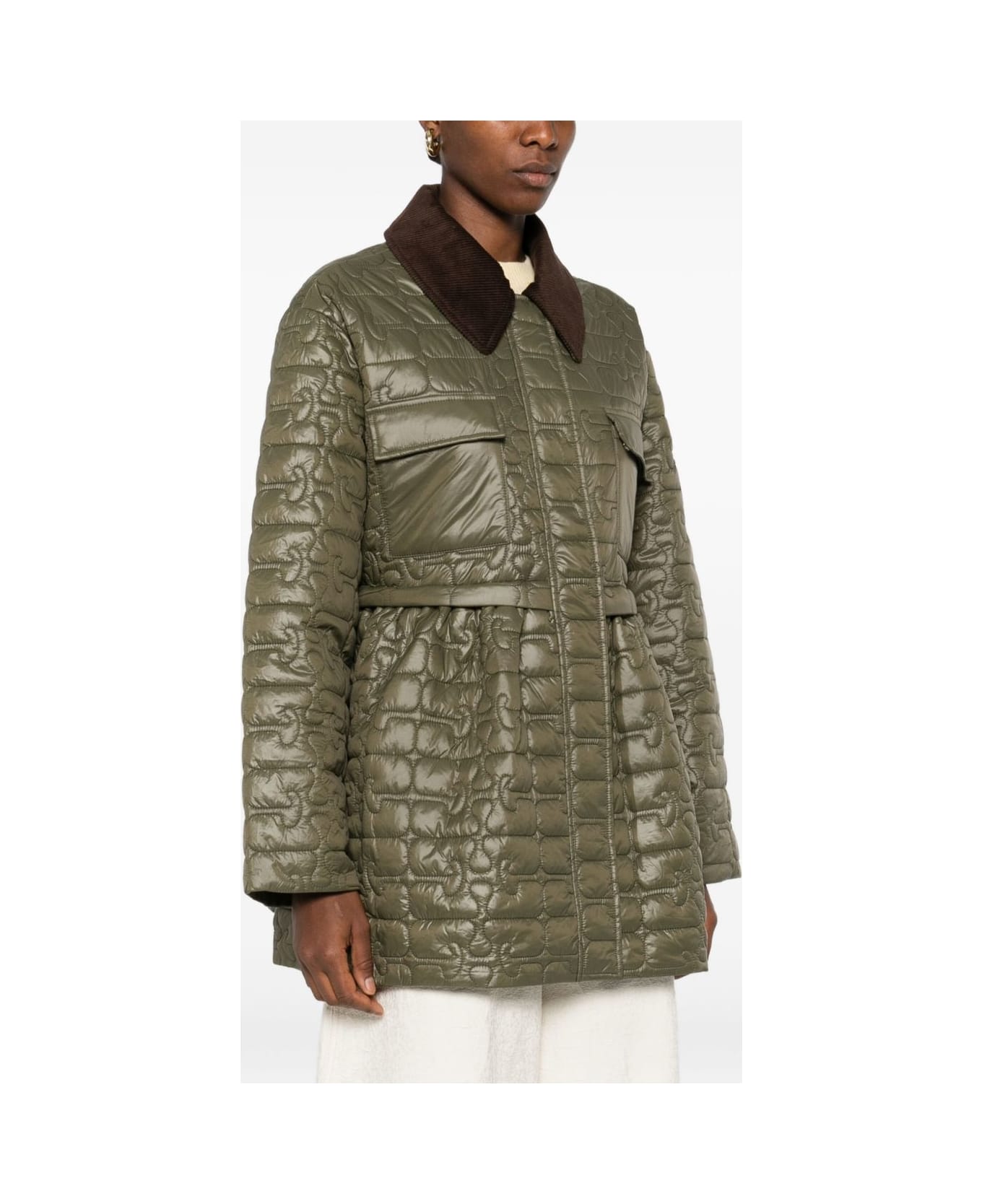 Ganni Recycled Nylon Quilted Jacket - Green