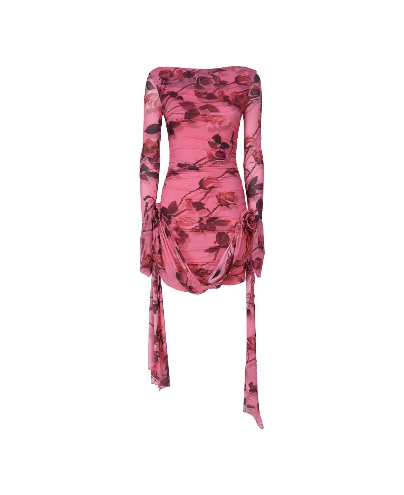 Blumarine Short Jersey Dress In Rose Torchon Print - Pink ワンピース＆ドレス