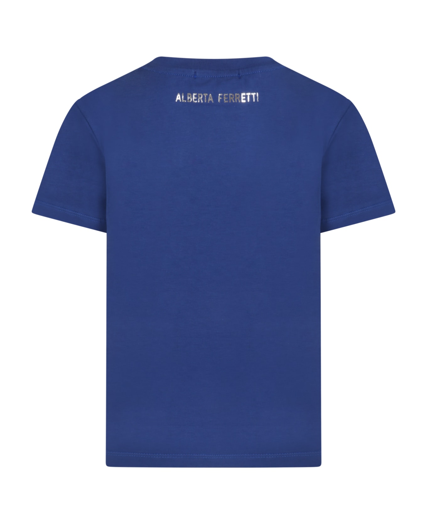 Alberta Ferretti Blue T-shirt For Girl With Silver Logo - Blue