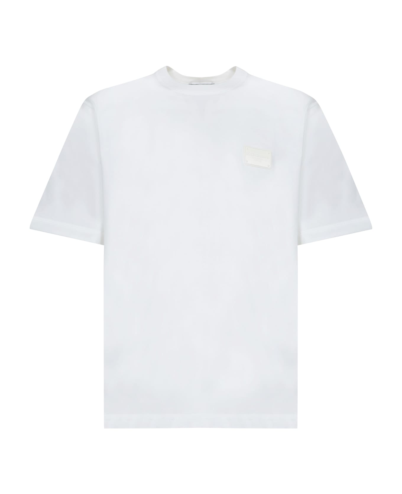 Dolce & Gabbana Tone-on-tone Plaque White T-shirt - VARIANTE ABBINATA