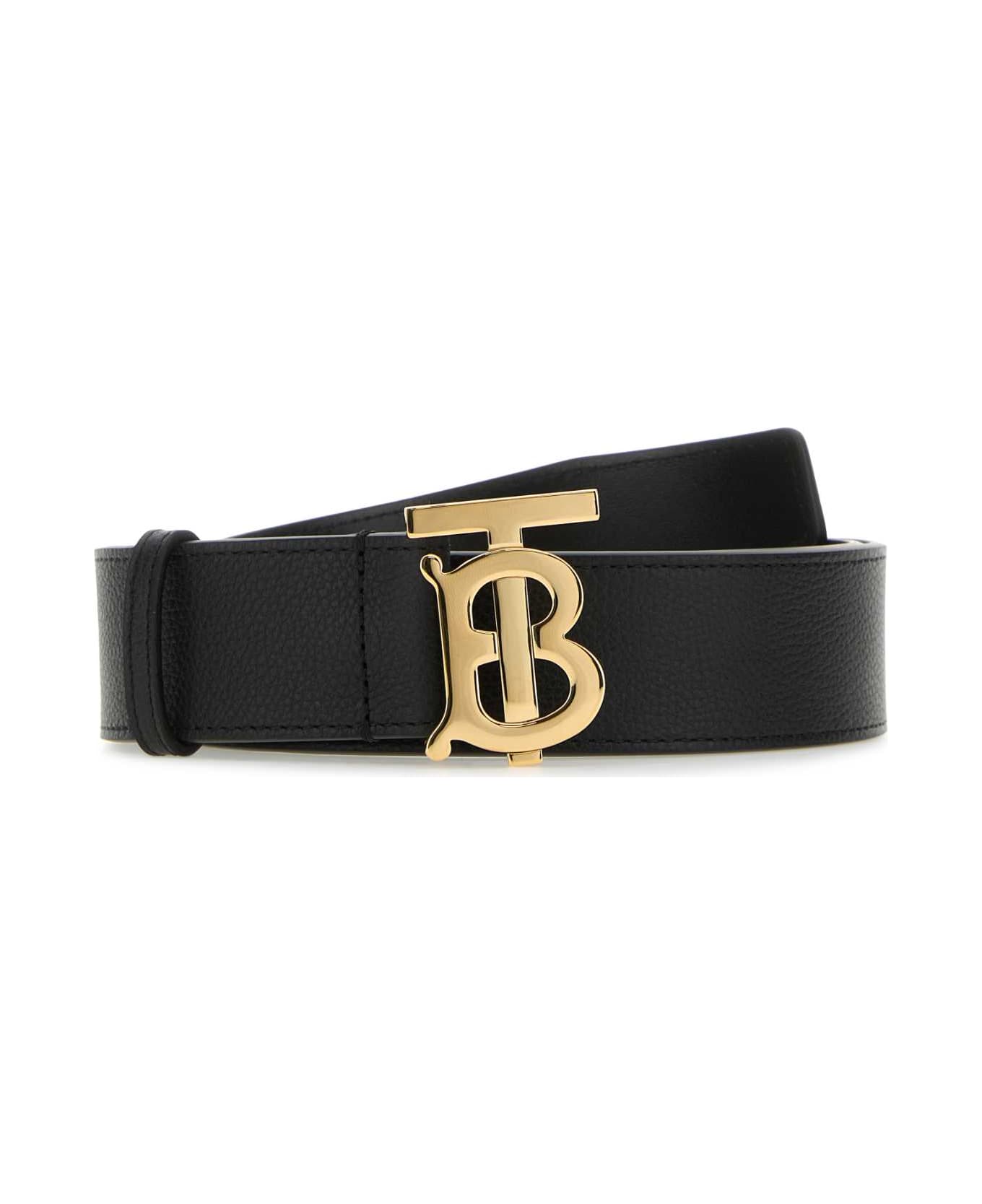 Burberry Black Leather Belt - BLACKGOLD ベルト
