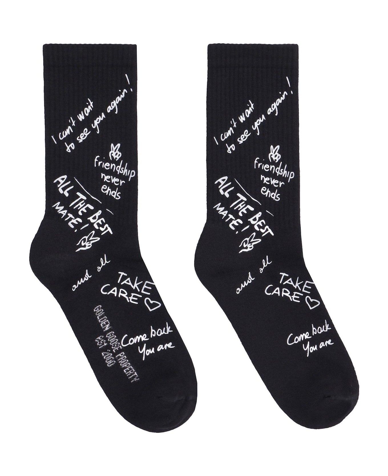 Golden Goose Slogan Printed Socks - BLACK/WHITE
