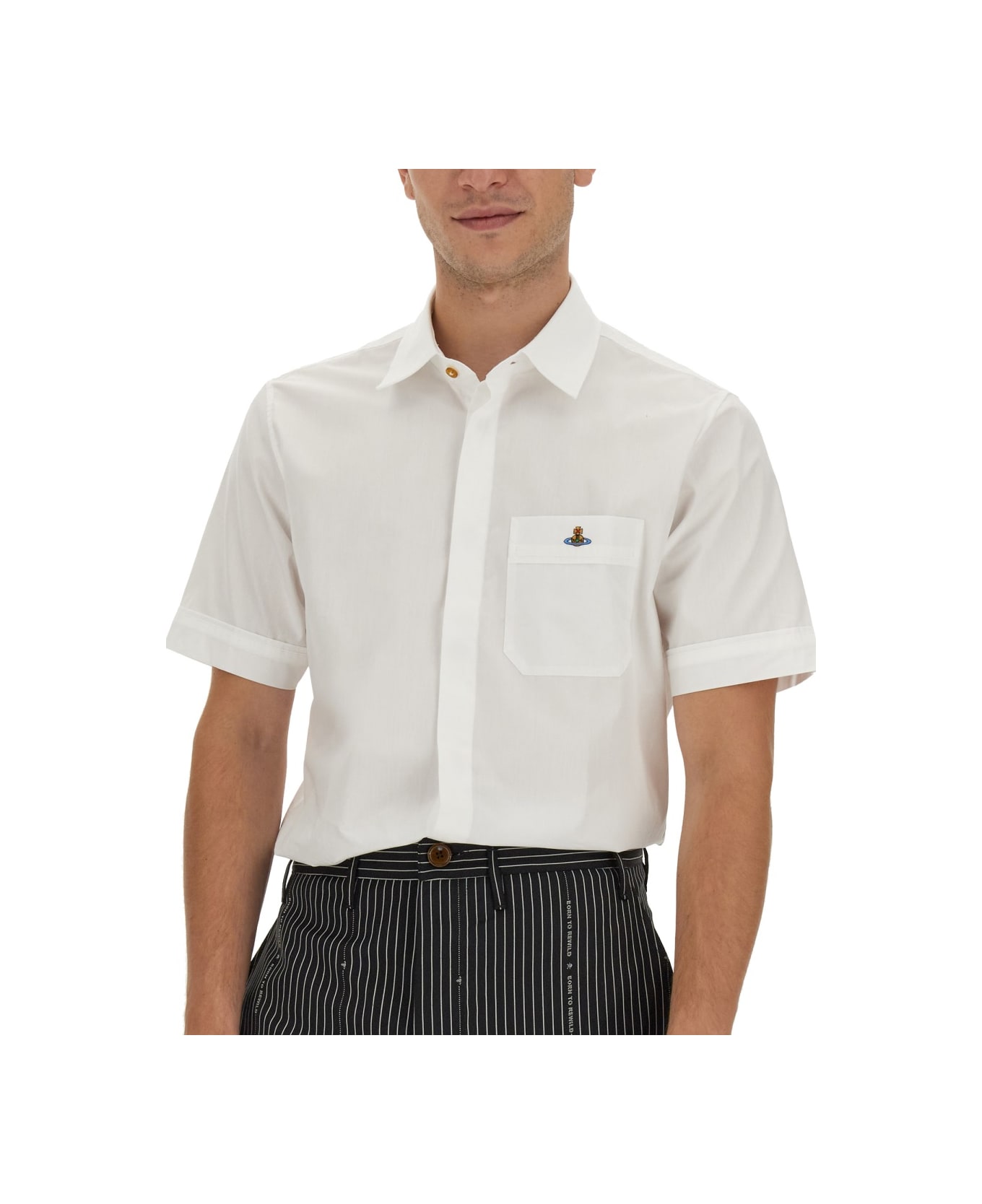 Vivienne Westwood Shirt With Orb Embroidery - WHITE