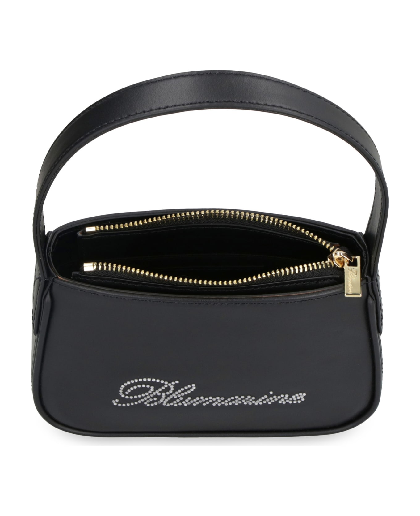 Blumarine Logo Print Leather Handbag - Nero