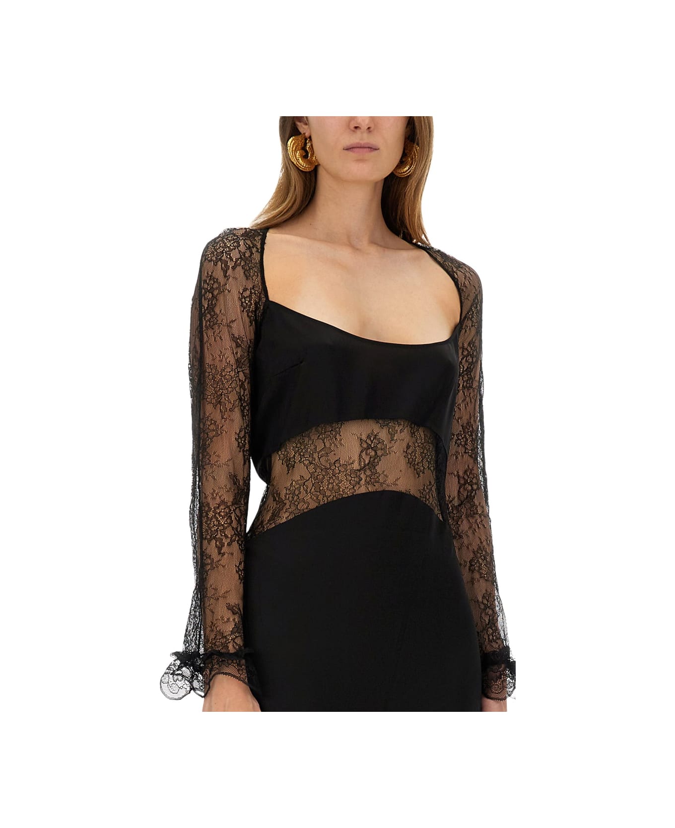 Nina Ricci Long Lace Dress - BLACK